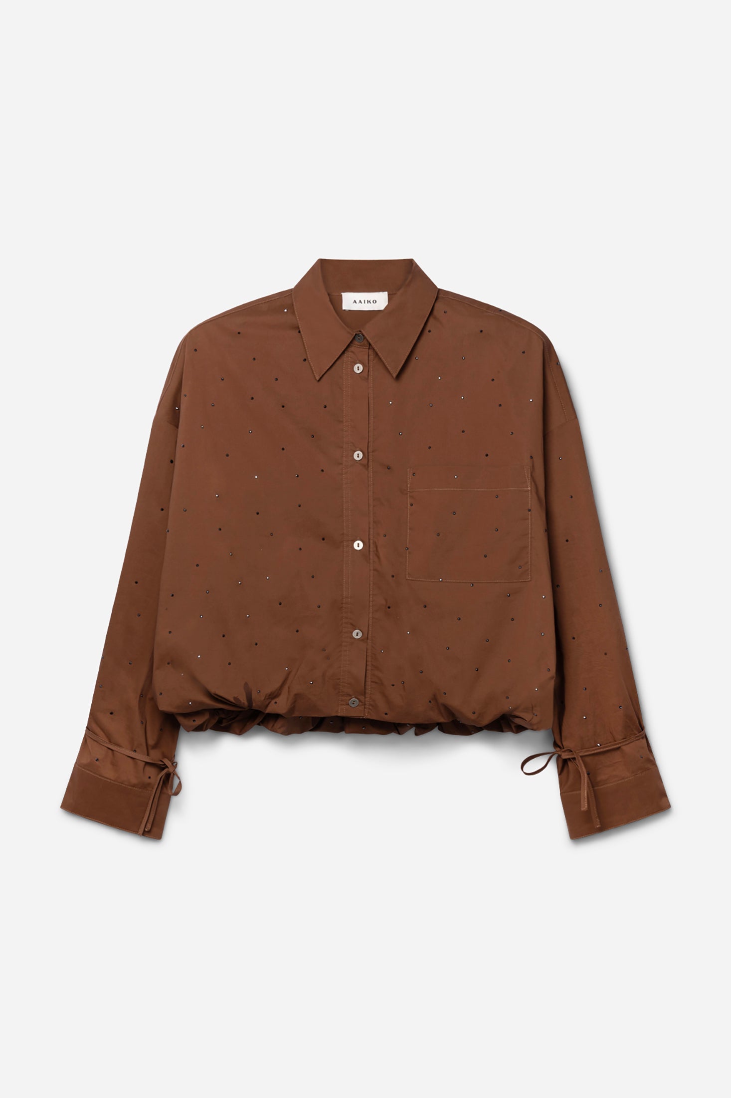 Aaiko Mikkie camicia marrone popeline con strass