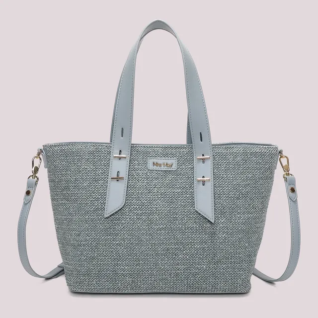 Mimi Mua Shopper in Paglia Borsa Beige Intrecciata