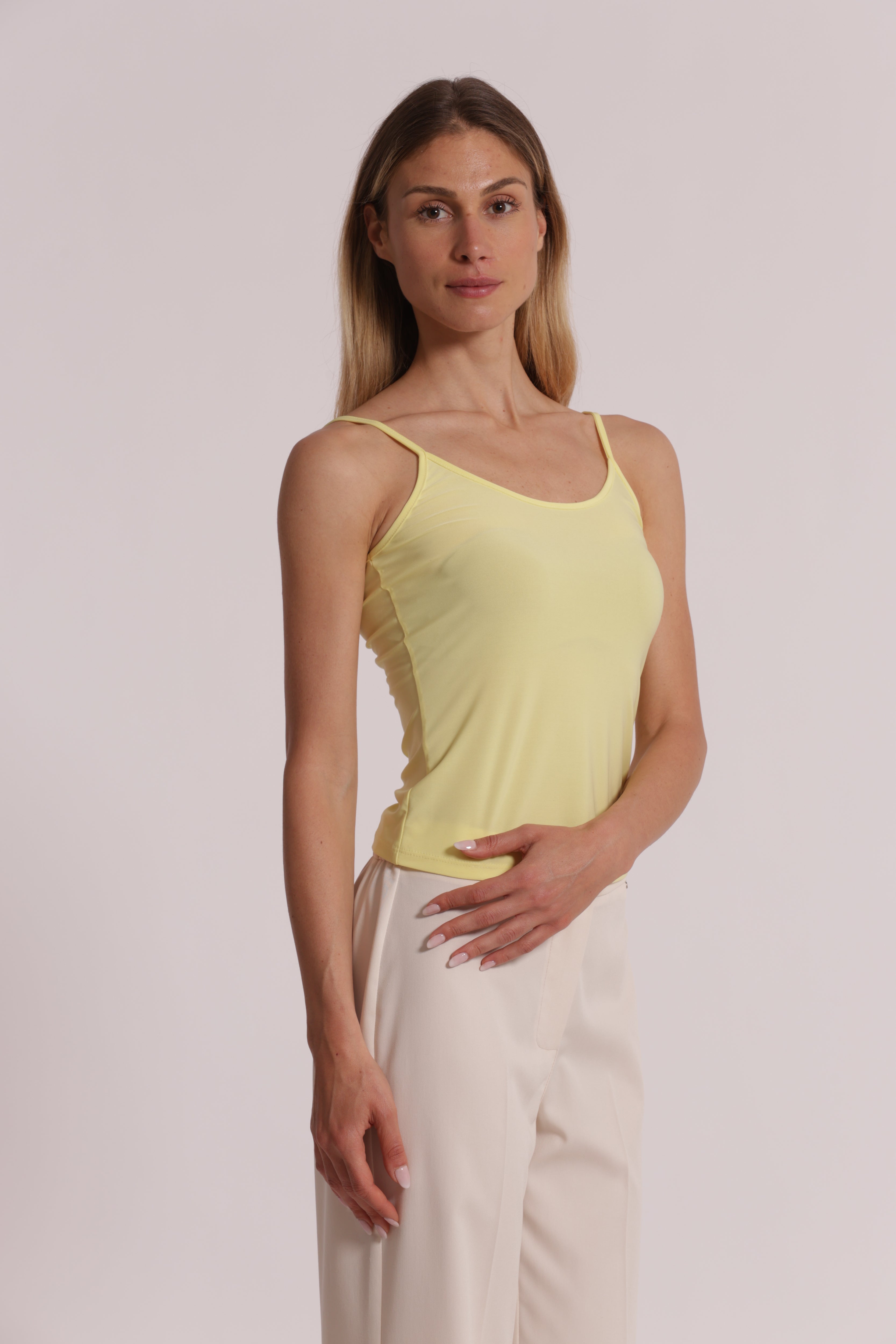 Mimi Mua Canotta Ity Blusa Latte Elastica