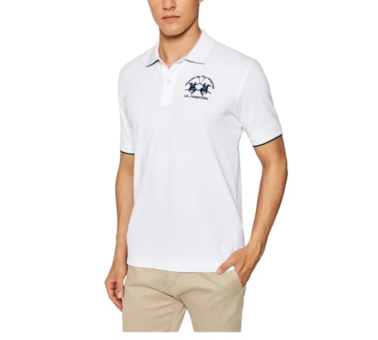 La Martina CCMP11 PK001 polo uomo bianco cotone
