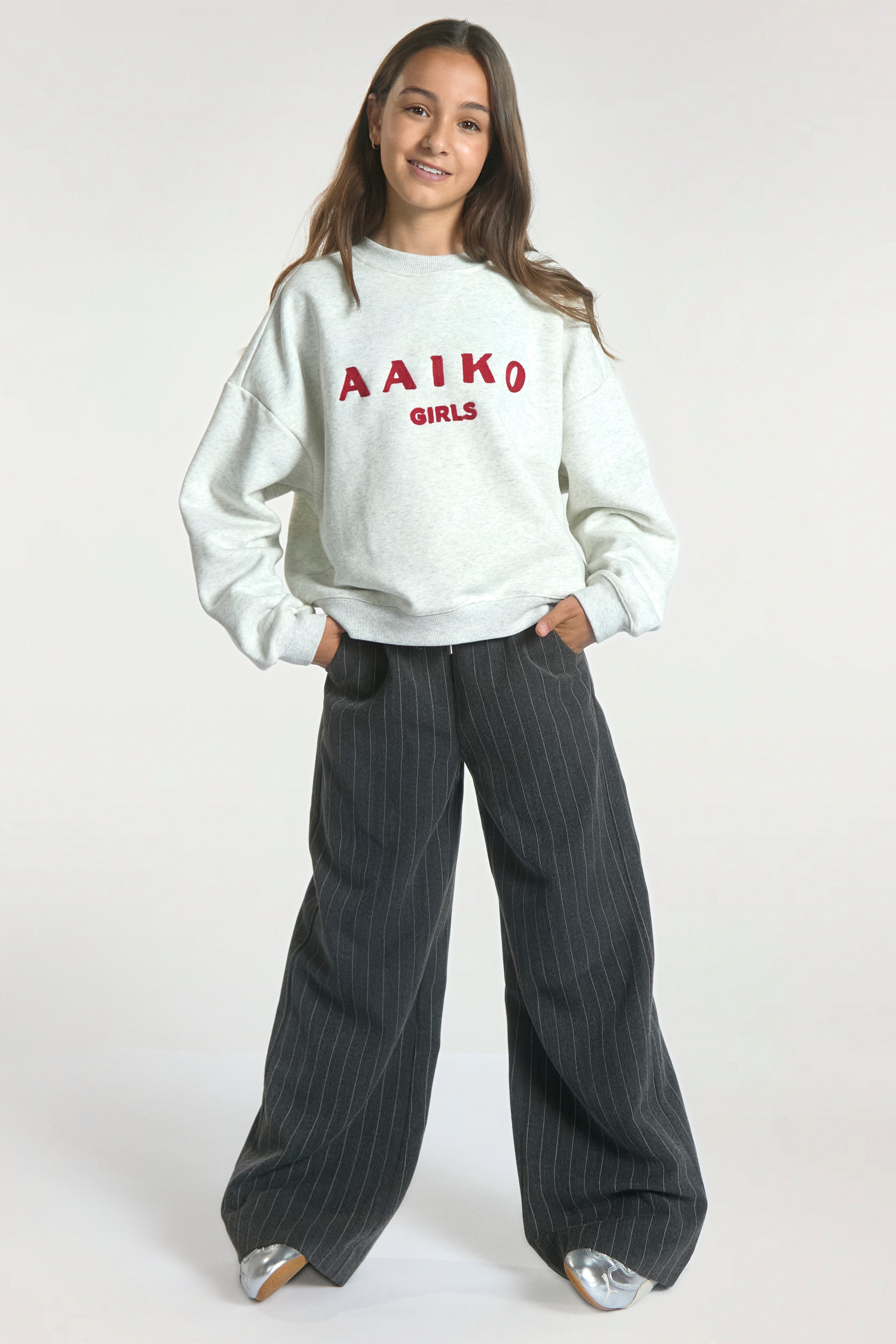 Aaiko Zena felpa grigia bambina logo