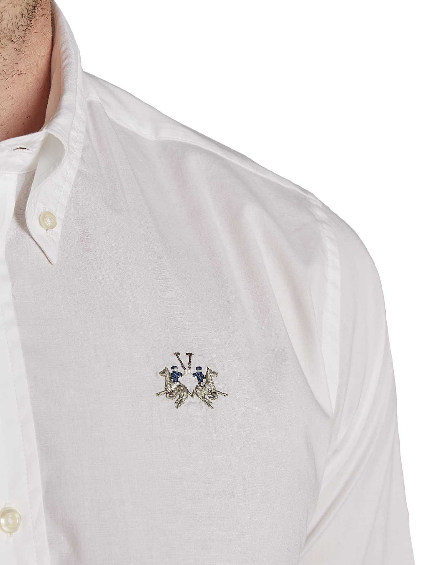 La Martina Man camicia uomo slim fit bianca maniche lunghe