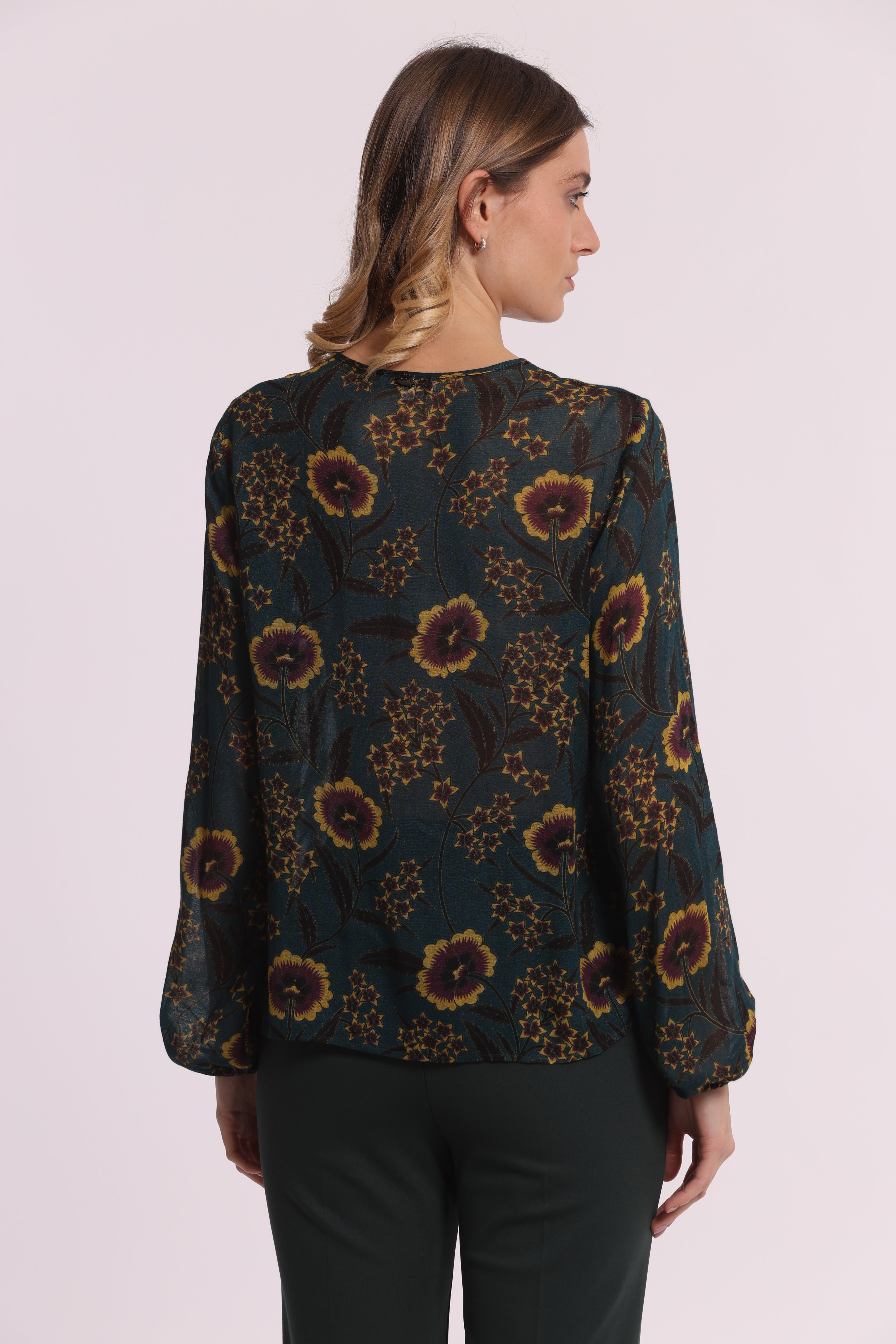 Mimi Mua blusa fiocco floreale vintage verde viscosa