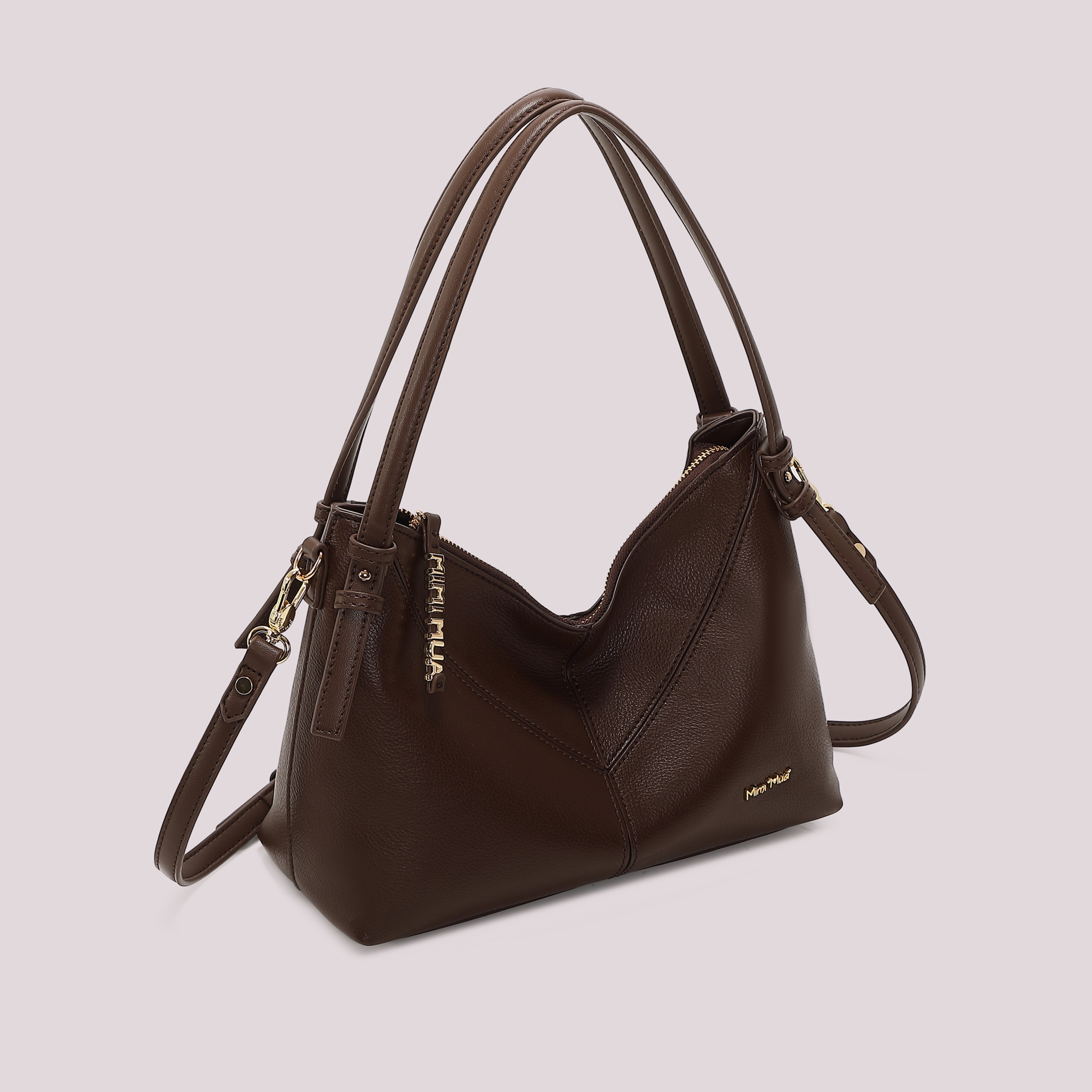 Mimi Mua borsa a spalla zip lettere nera 29 cm