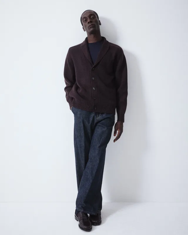 Altea cardigan collo a scialle marrone in lana e cashmere