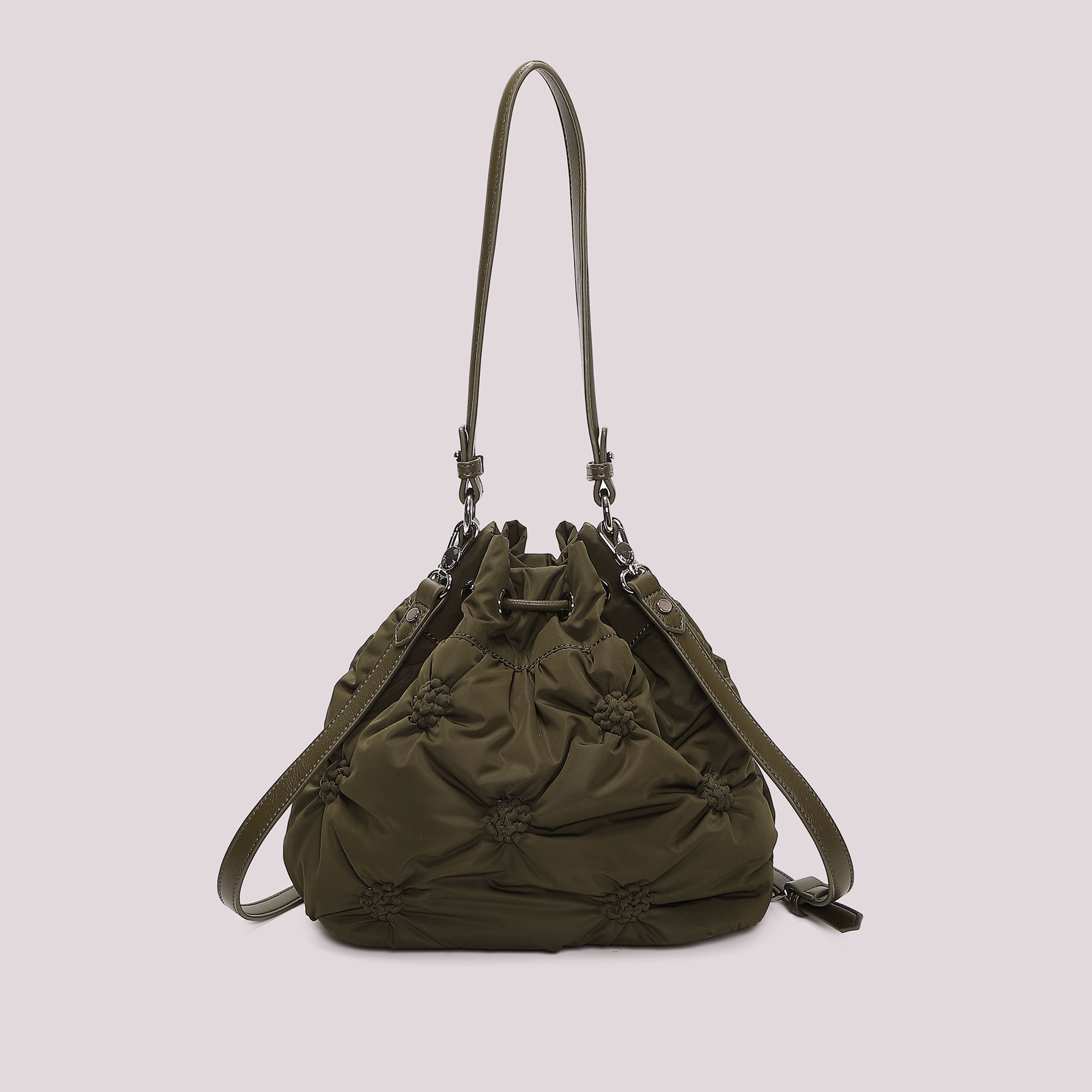 Mimi Mua Secchiello Effetto Piumino Borsa a Mano Nero Tracolla