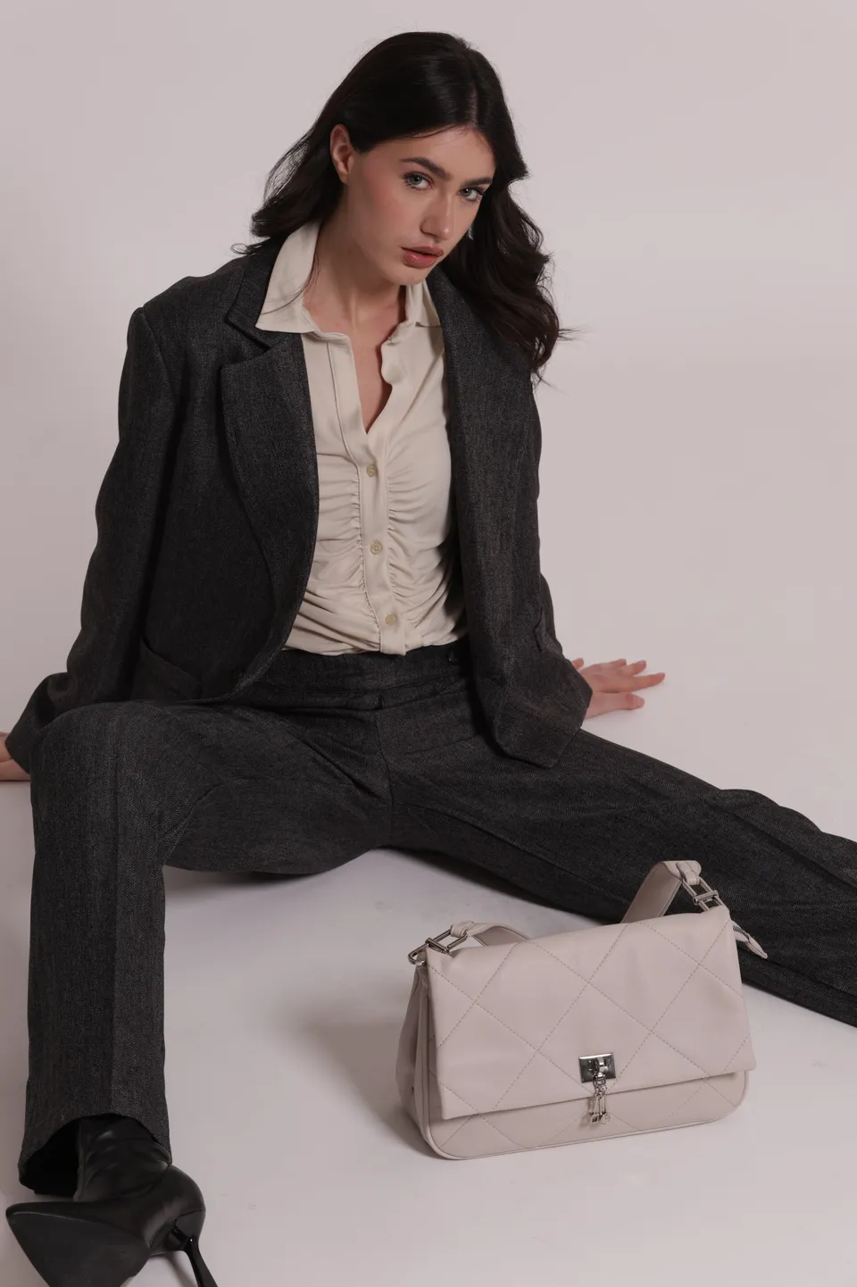 Mimi Mua Borsa a Spalla Trapuntata con Patta