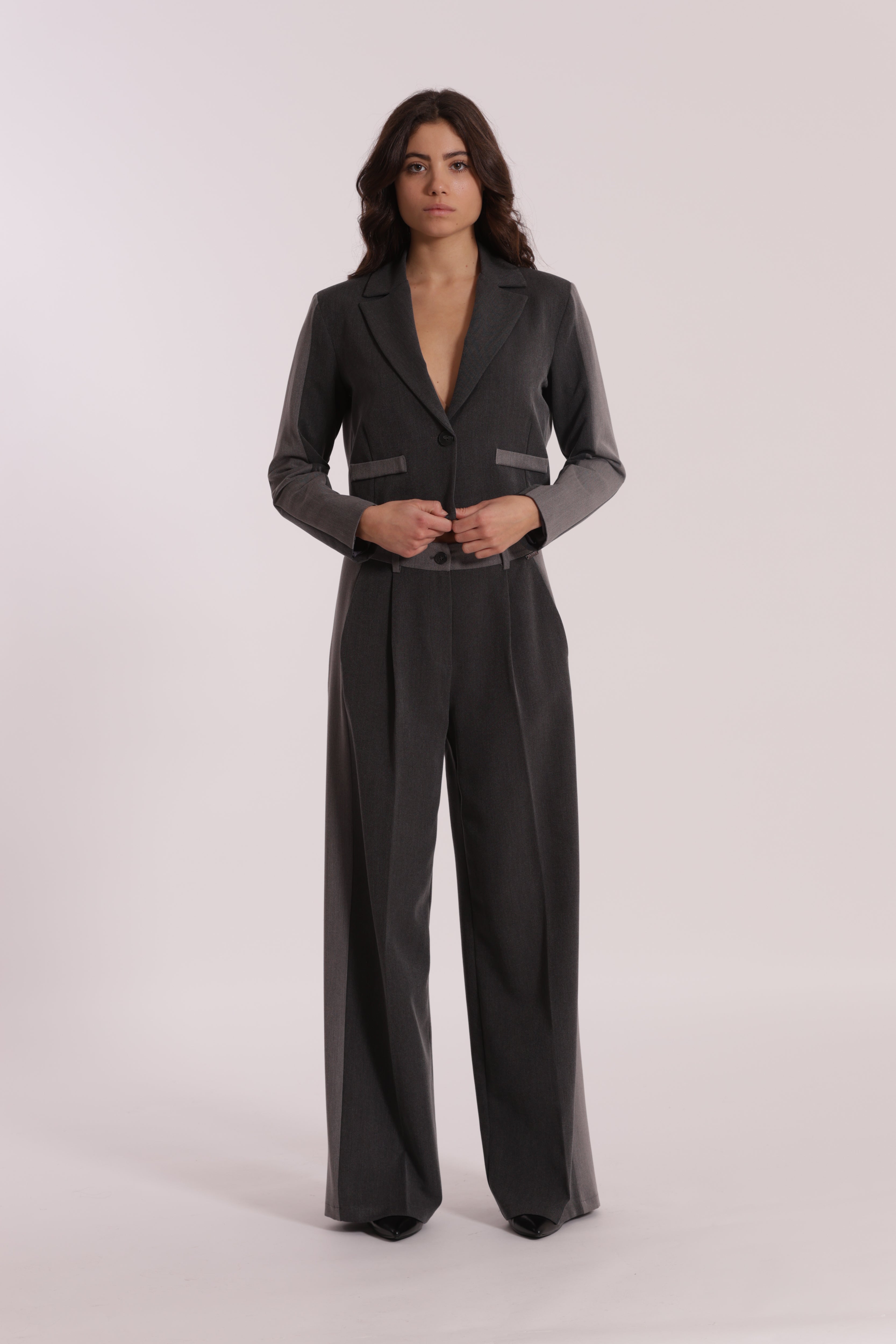 Mimi Mua Palazzo Color Block pantaloni grigio chiaro/antracite