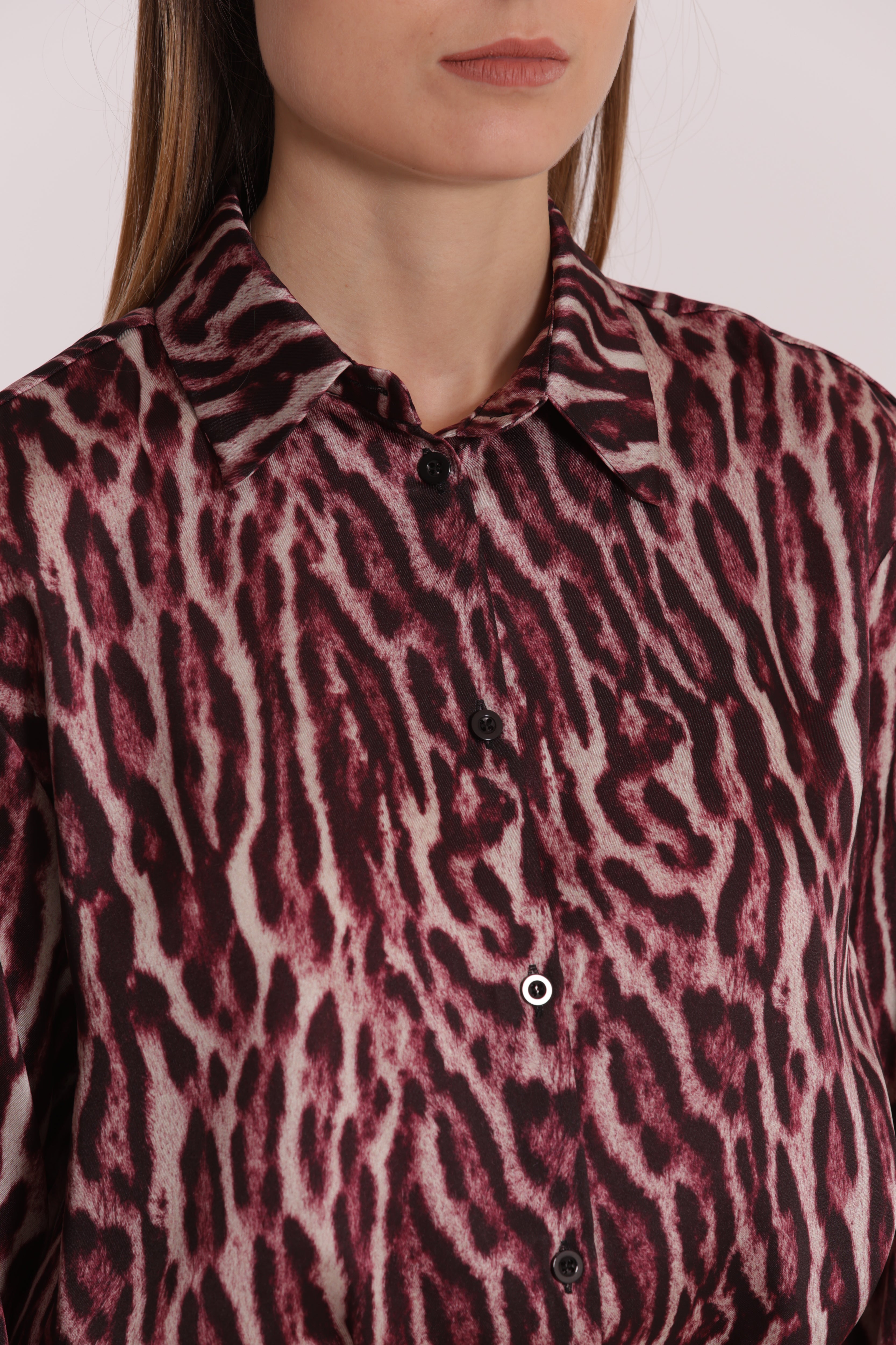 Mimi Mua Camicia Uomo Fantasia Animalier Camicia Burgundy maculata
