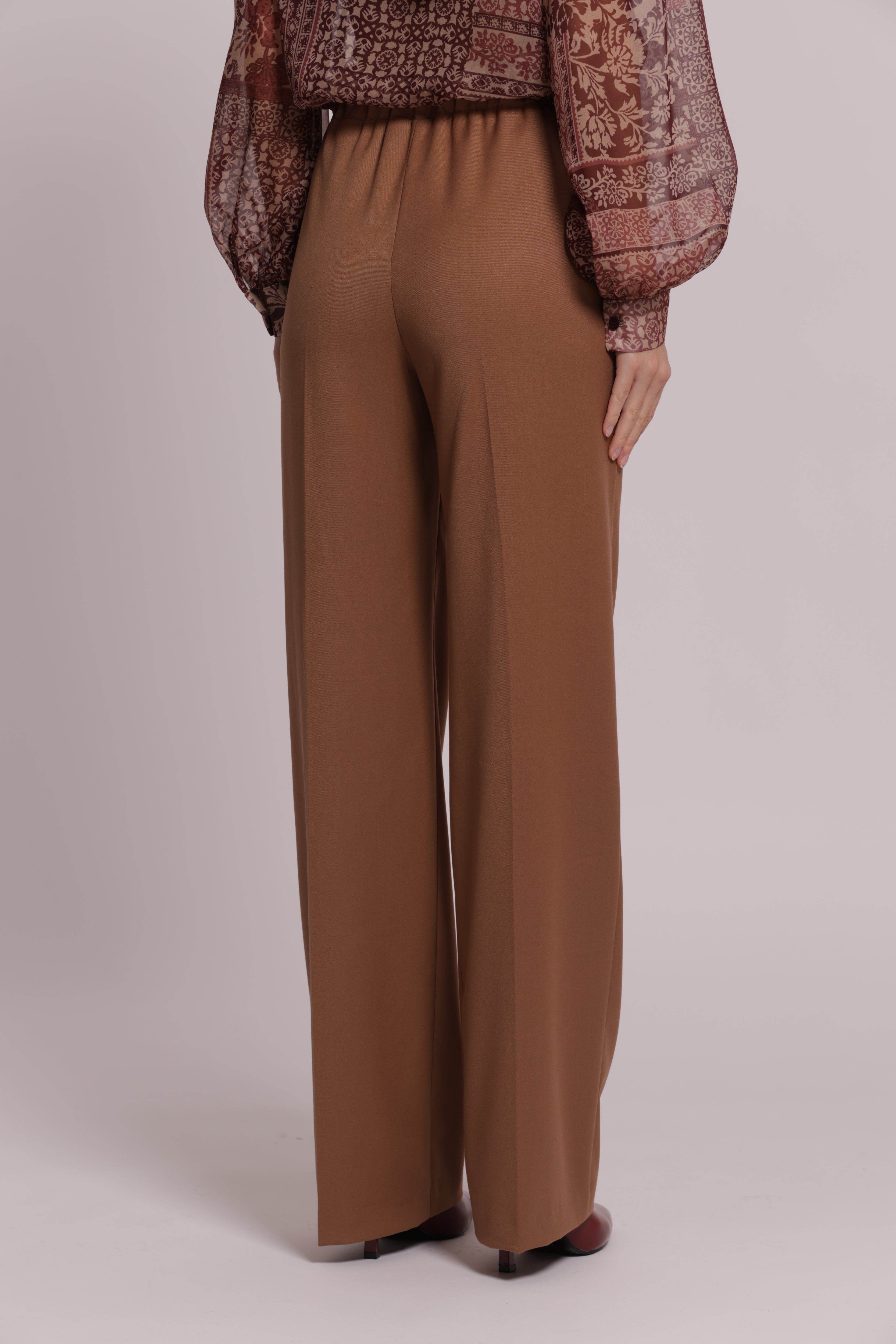 Mimi Mua Pantalone Palazzo con Elastico Dietro Vanz Nero
