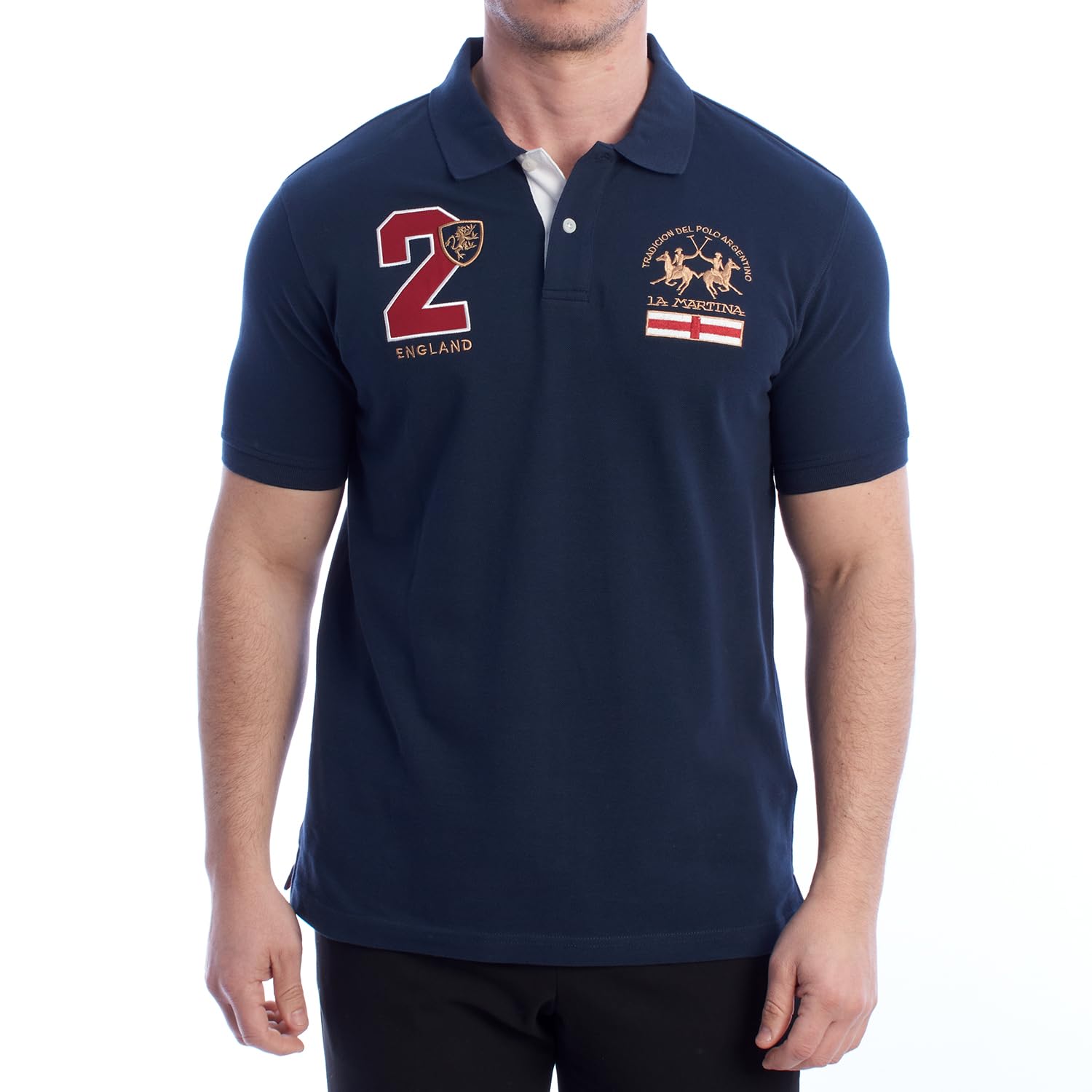 La Martina polo uomo YMP315-PK031 manica corta azzurro piqué