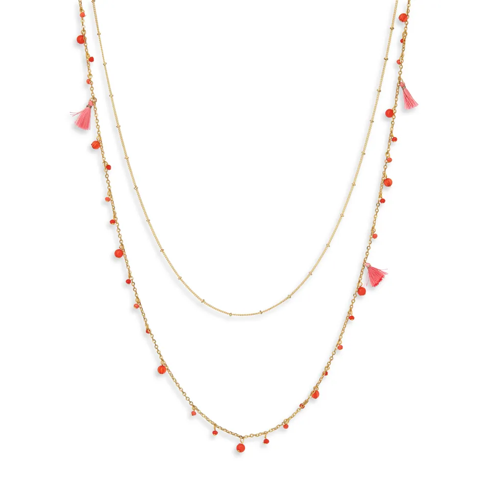 On Earth Colour collana ottone rosso 70 cm