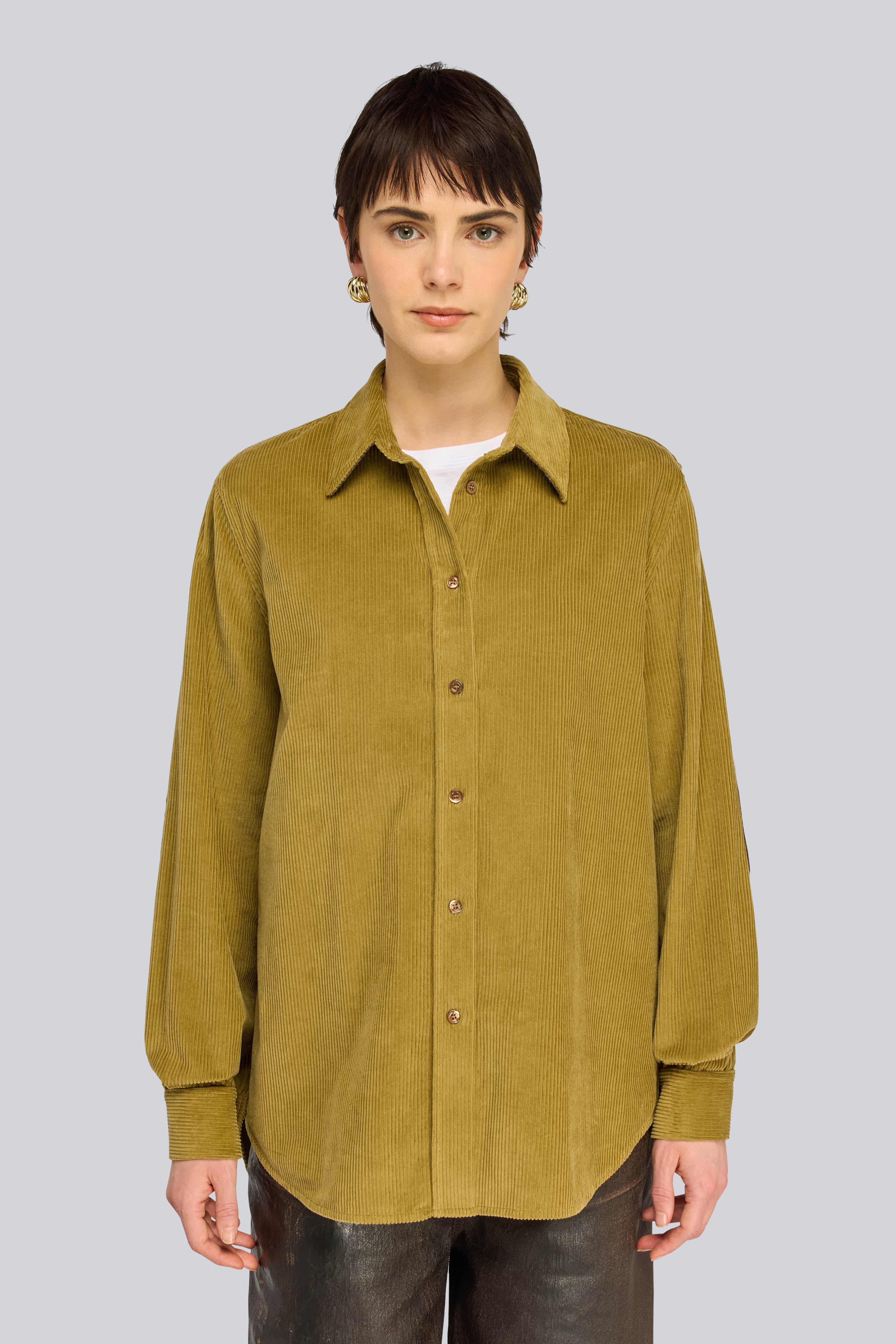 Semicouture Pollyana S6WR42 camicia kaki velluto