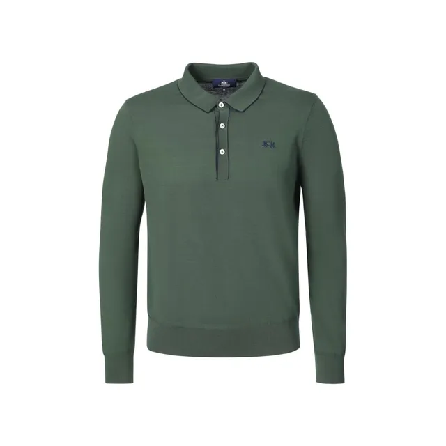 La Martina MCS006 polo manica lunga uomo cotone seta