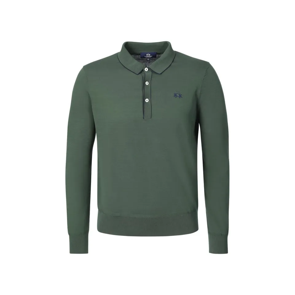 La Martina MCS006 polo manica lunga uomo cotone seta