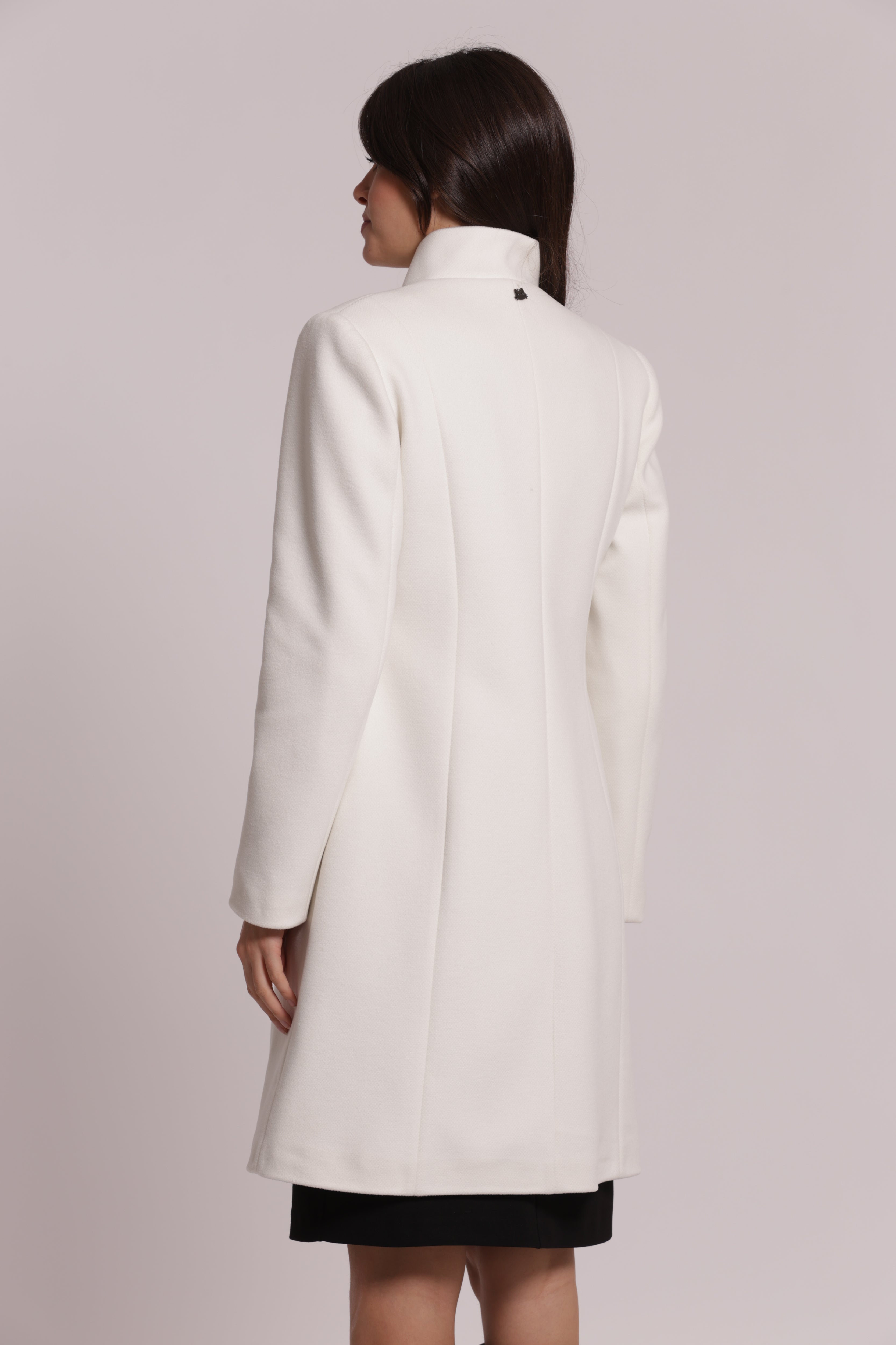 Mimi Mua Baronet­to cappotto collo coreana nero invernale