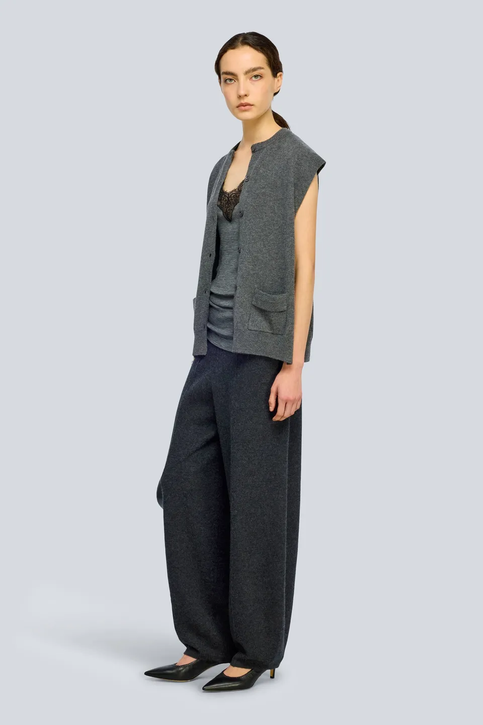 Semicouture Aura top lana grigio melange