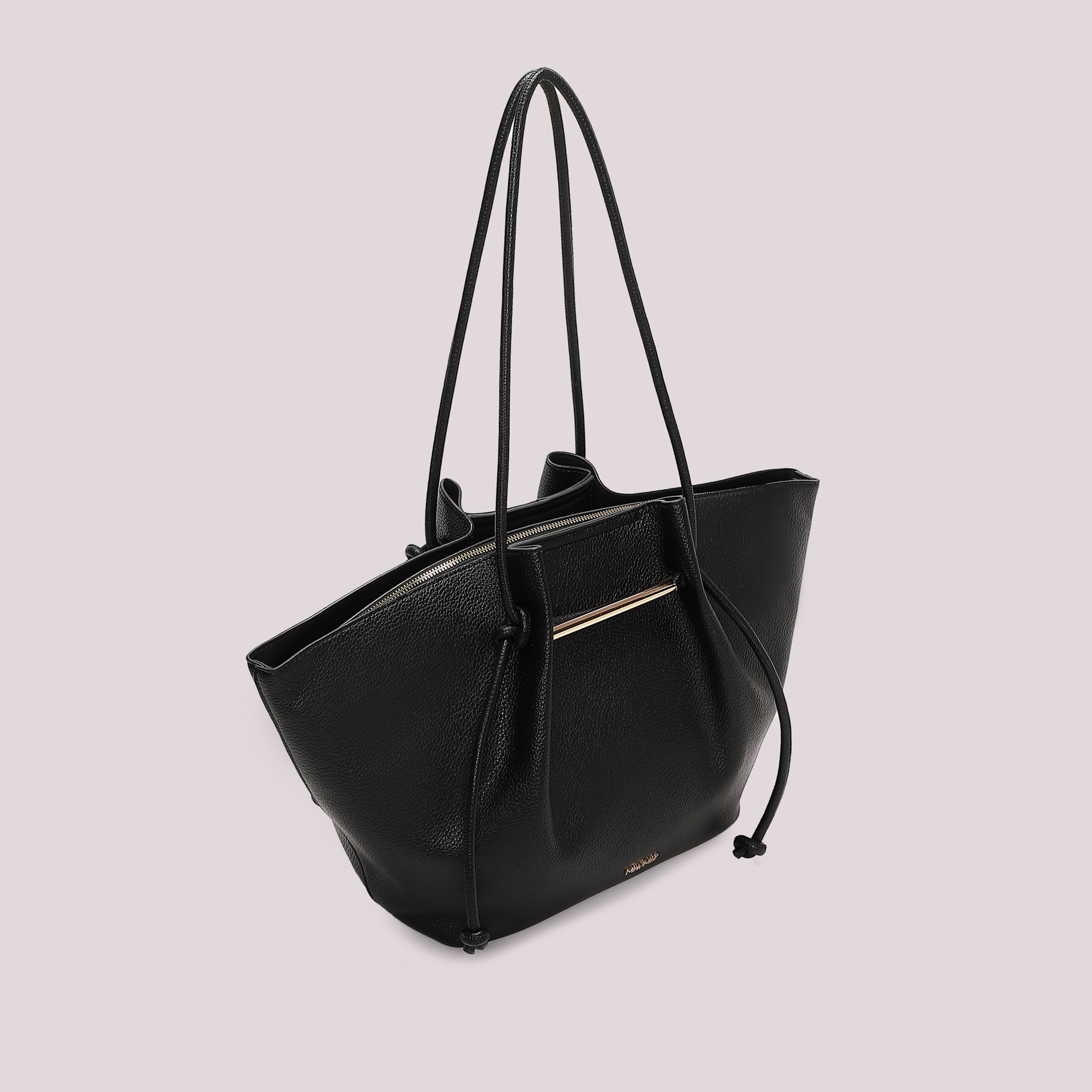 Mimi Mua Borsa Spalla Grande Lacci Lunghi Nero
