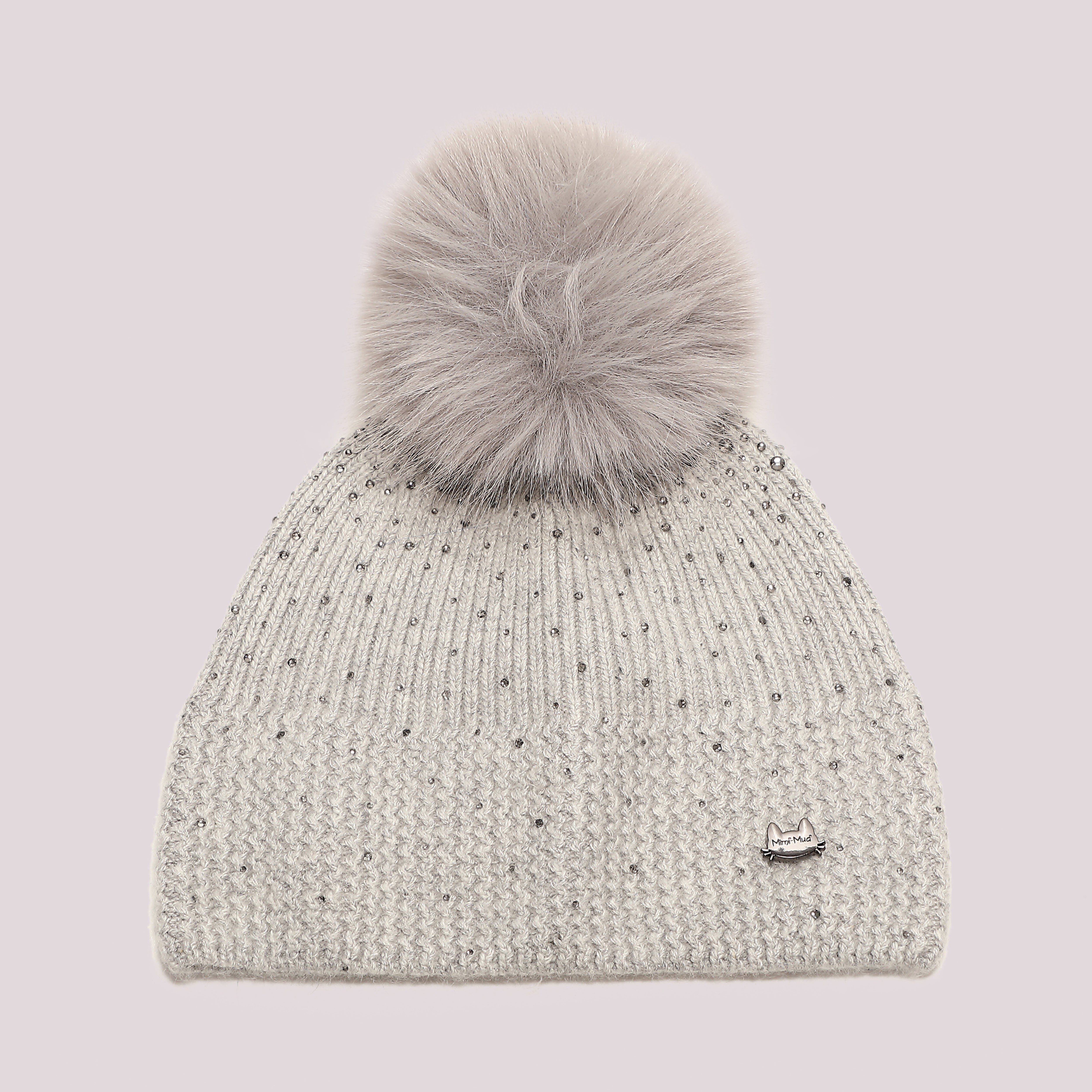 Mimi Mua Berretto Pioggia di Strass e Pon Pon cappello bianco