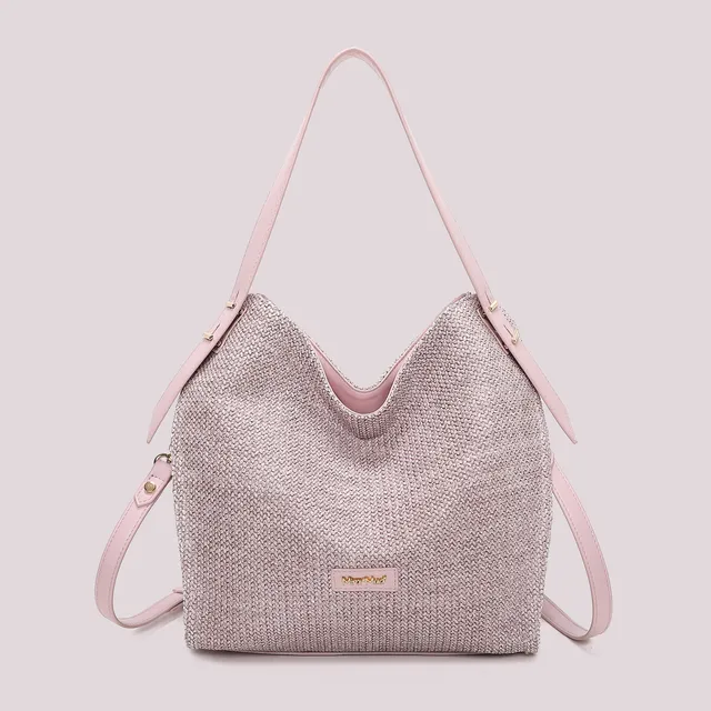 Mimi Mua Borsa Hobo in Paglia Beige Estate