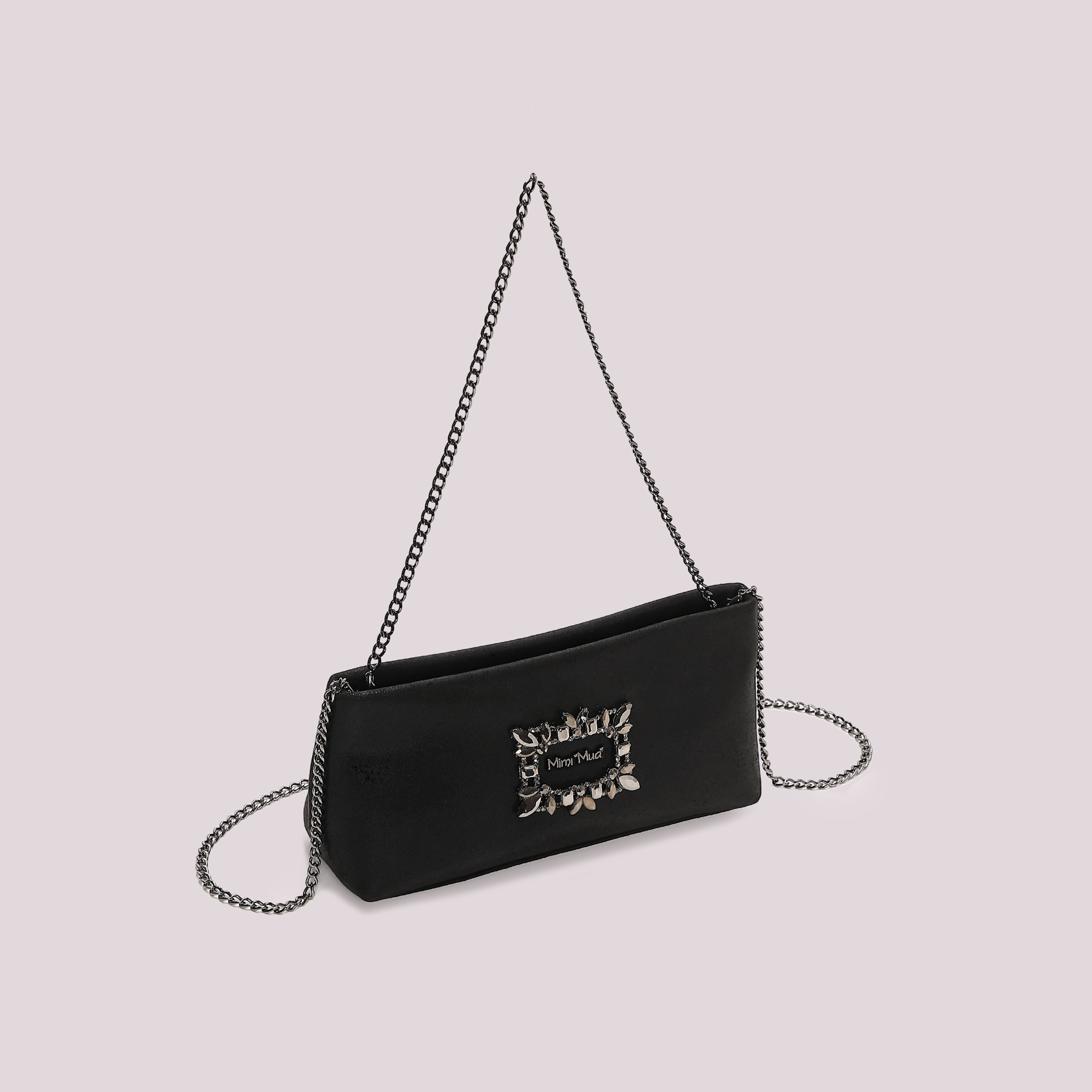 Mimi Mua clutch dettaglio gioiello nera strass