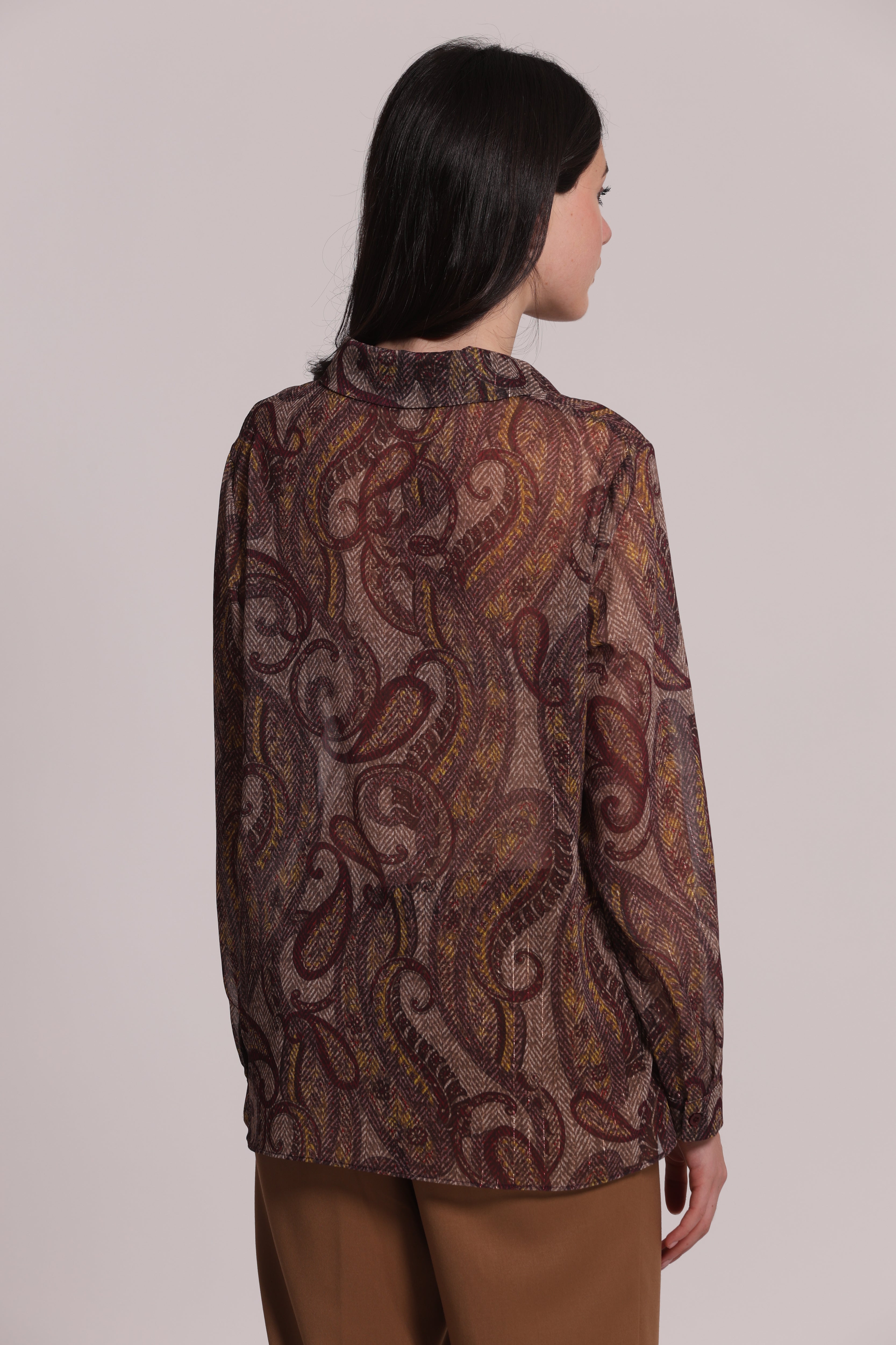 Mimi Mua camicia uomo fantasia paisley prugna