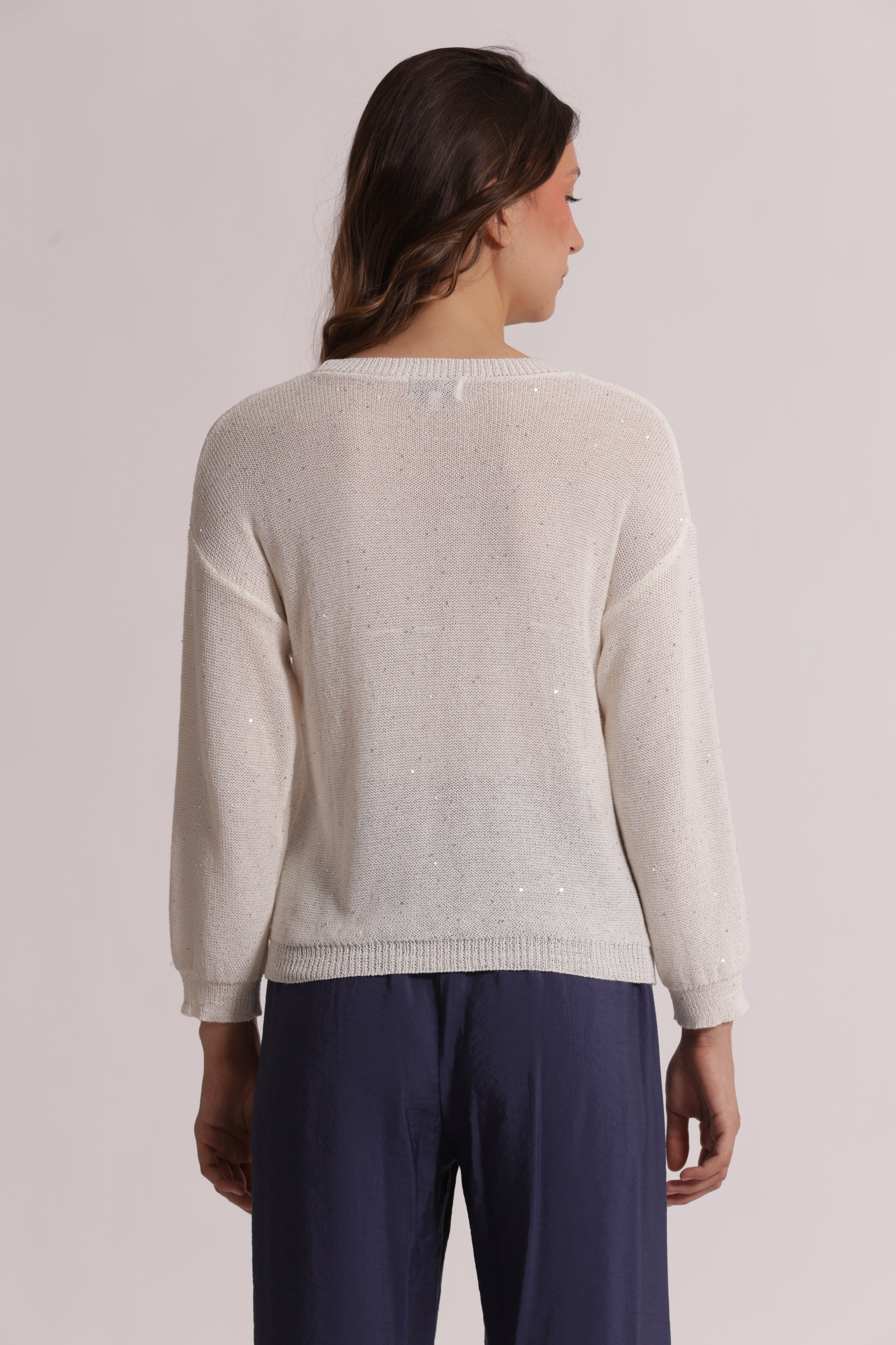 Mimi Mua Maglia Trasparente Paillettes Maglia Sera