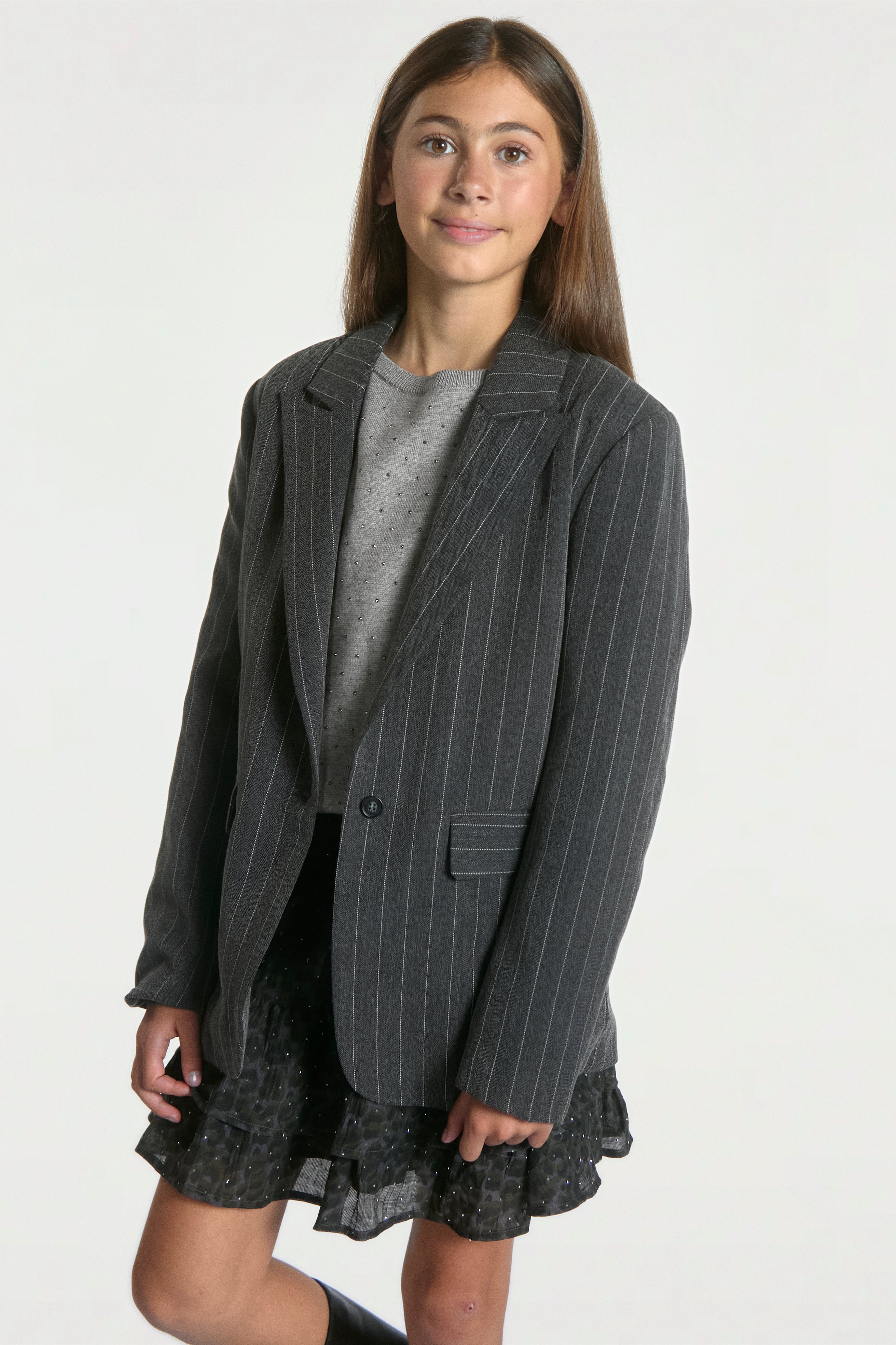 Aaiko Kendal blazer gessato grigio antracite