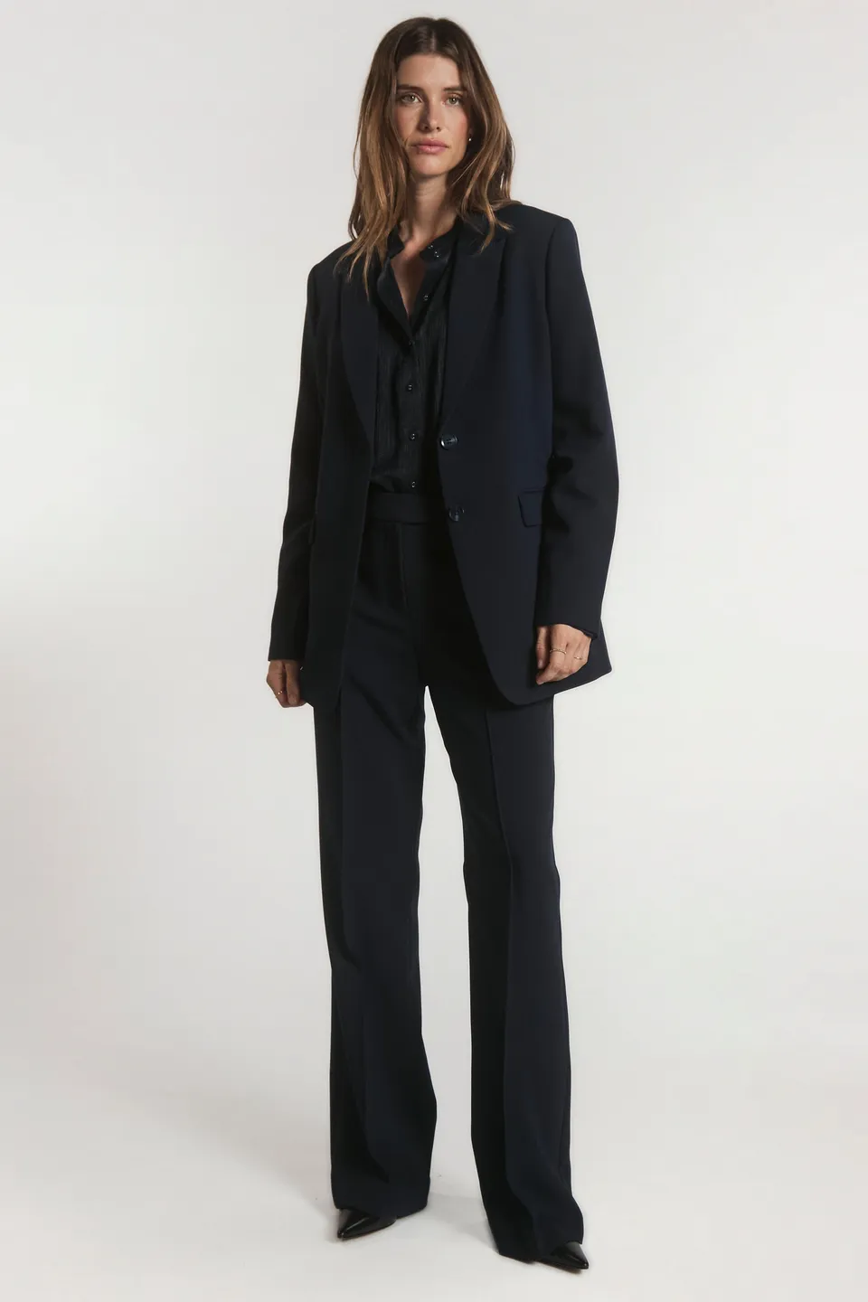 Aaiko Chantalle pantaloni blu gamba larga