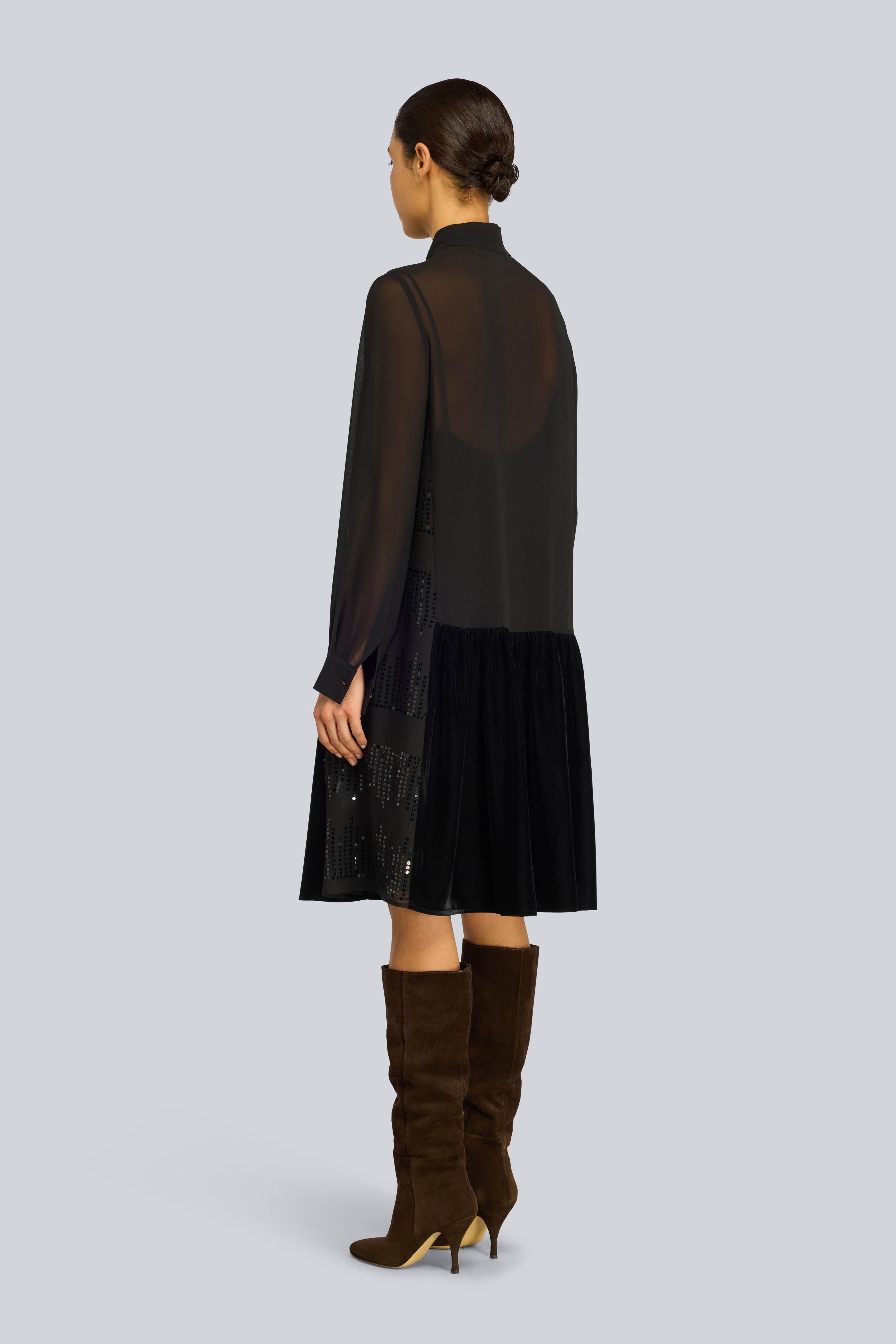 Semicouture Flo abito georgette ricamato nero