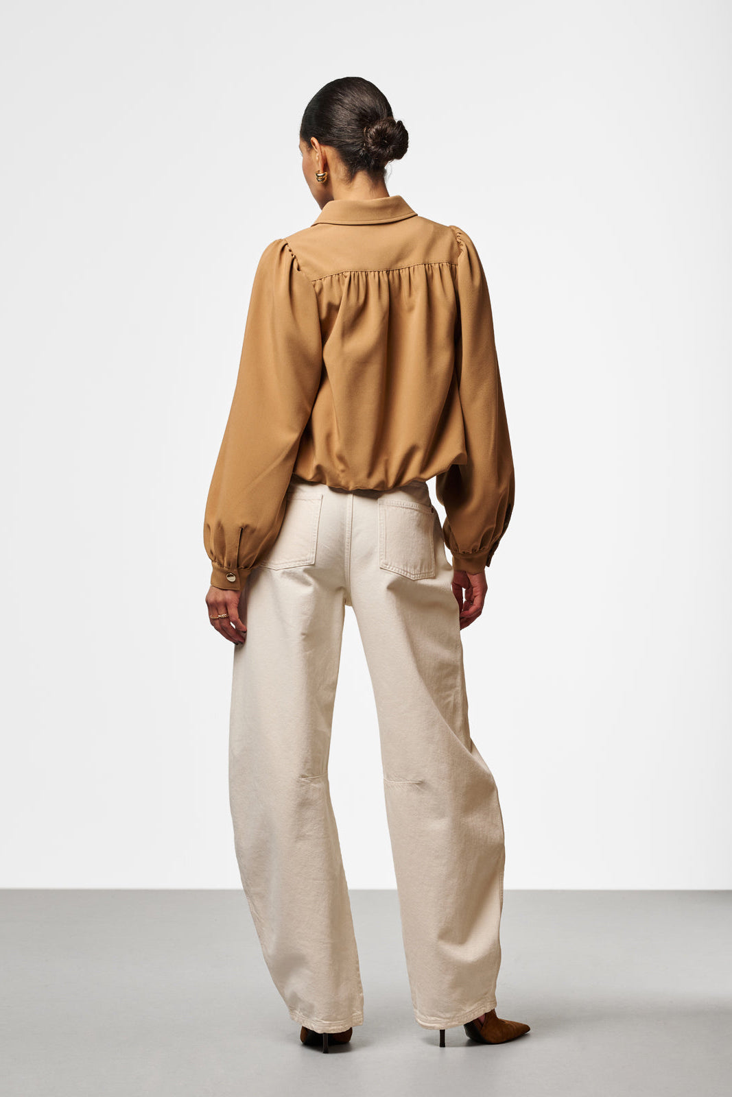 Aaiko Sacha jeans barrel panna vita alta