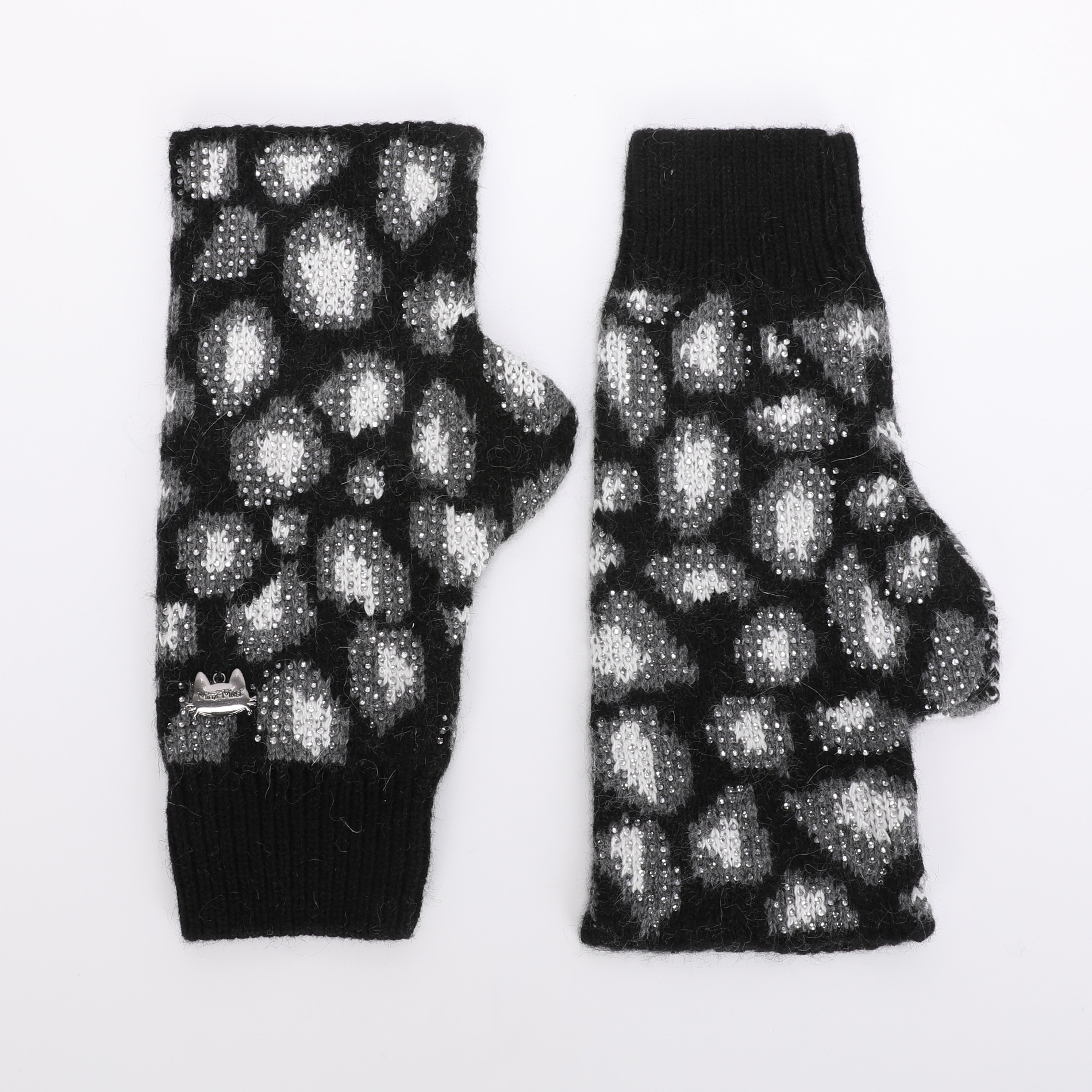 Mimi Mua Leopardati Strass Manicotti Nero elasticizzati