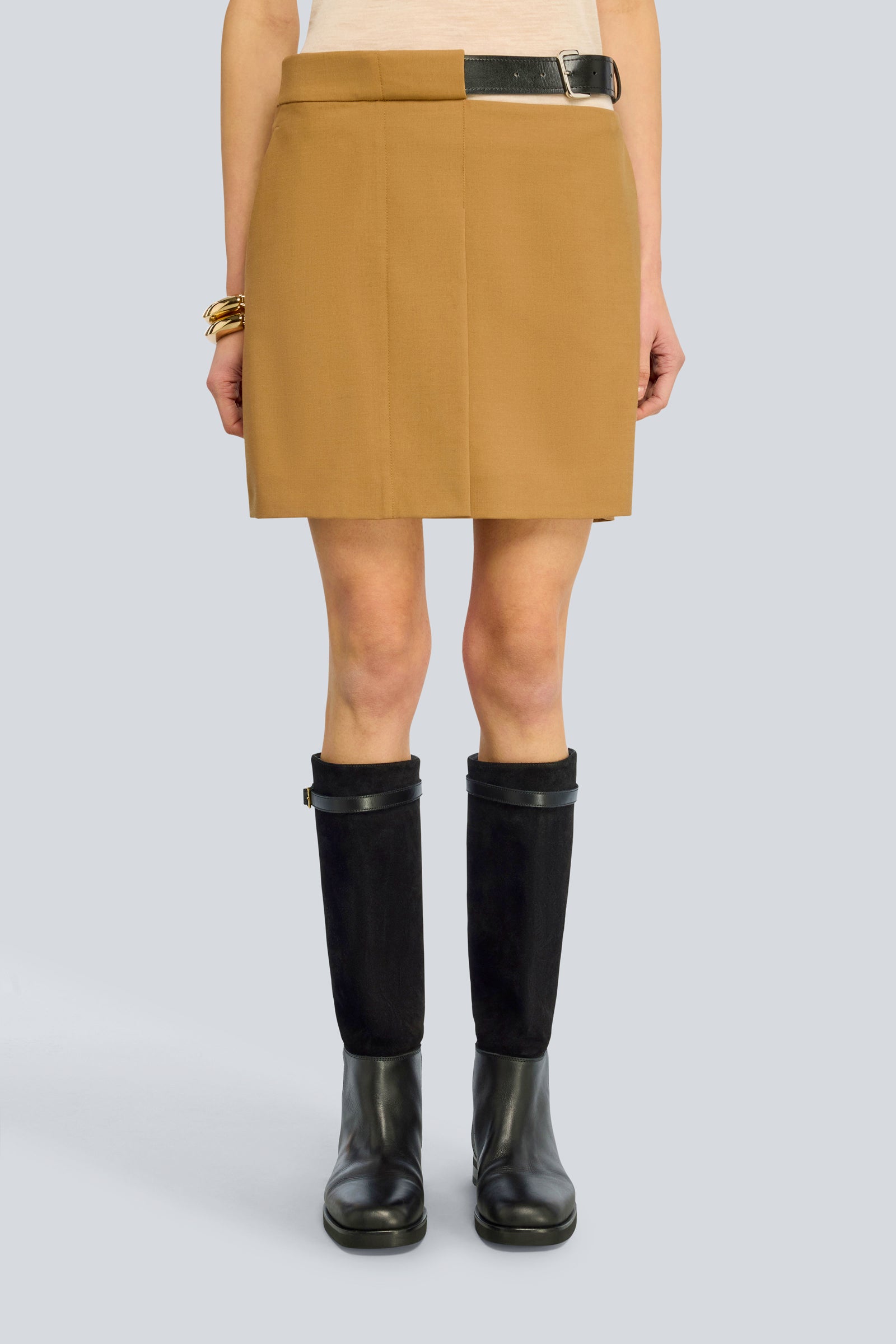 Semicouture Helen gonna fresco lana cammello