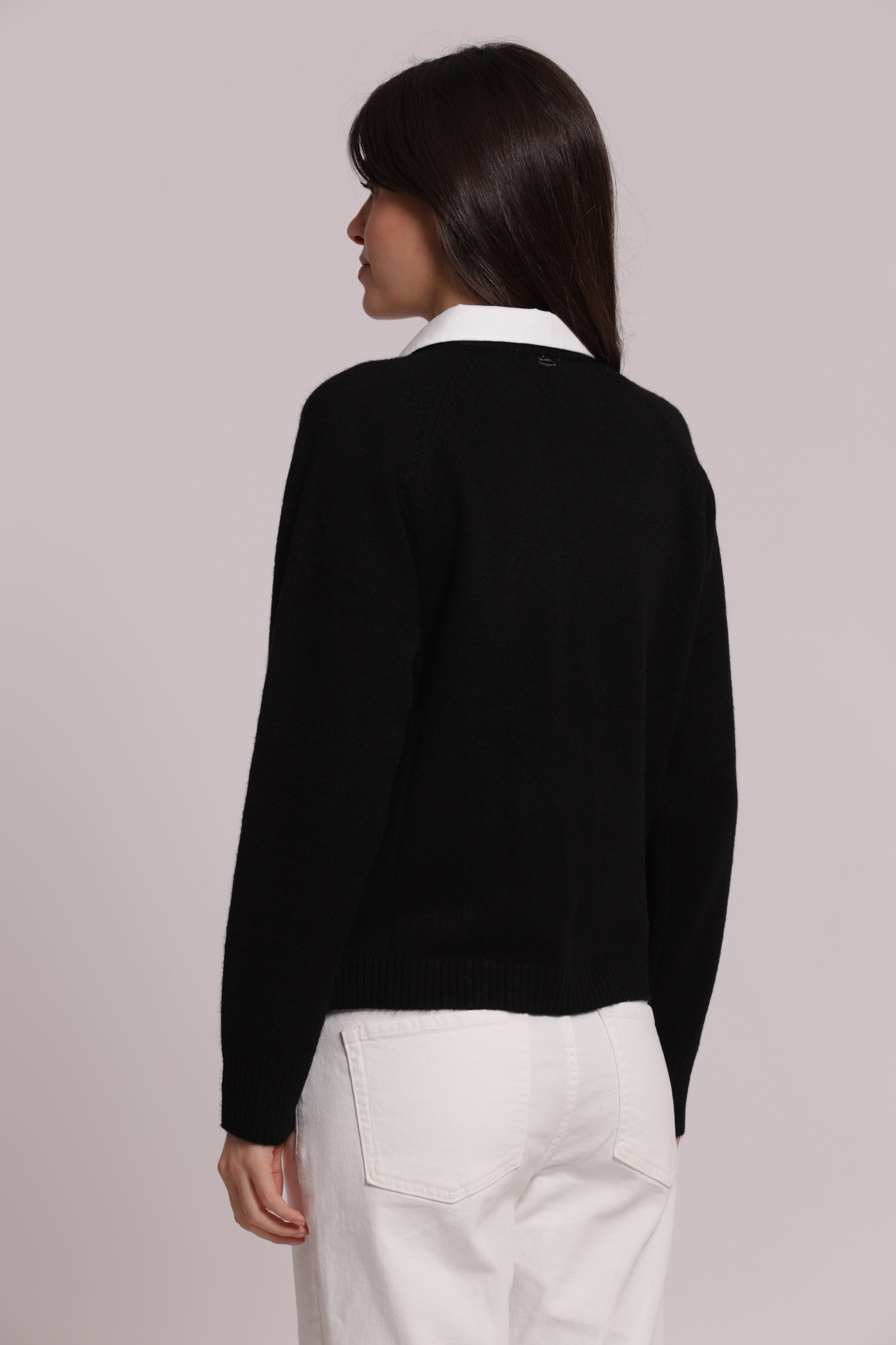 Mimi Mua Finta Camicia maglia nera lana
