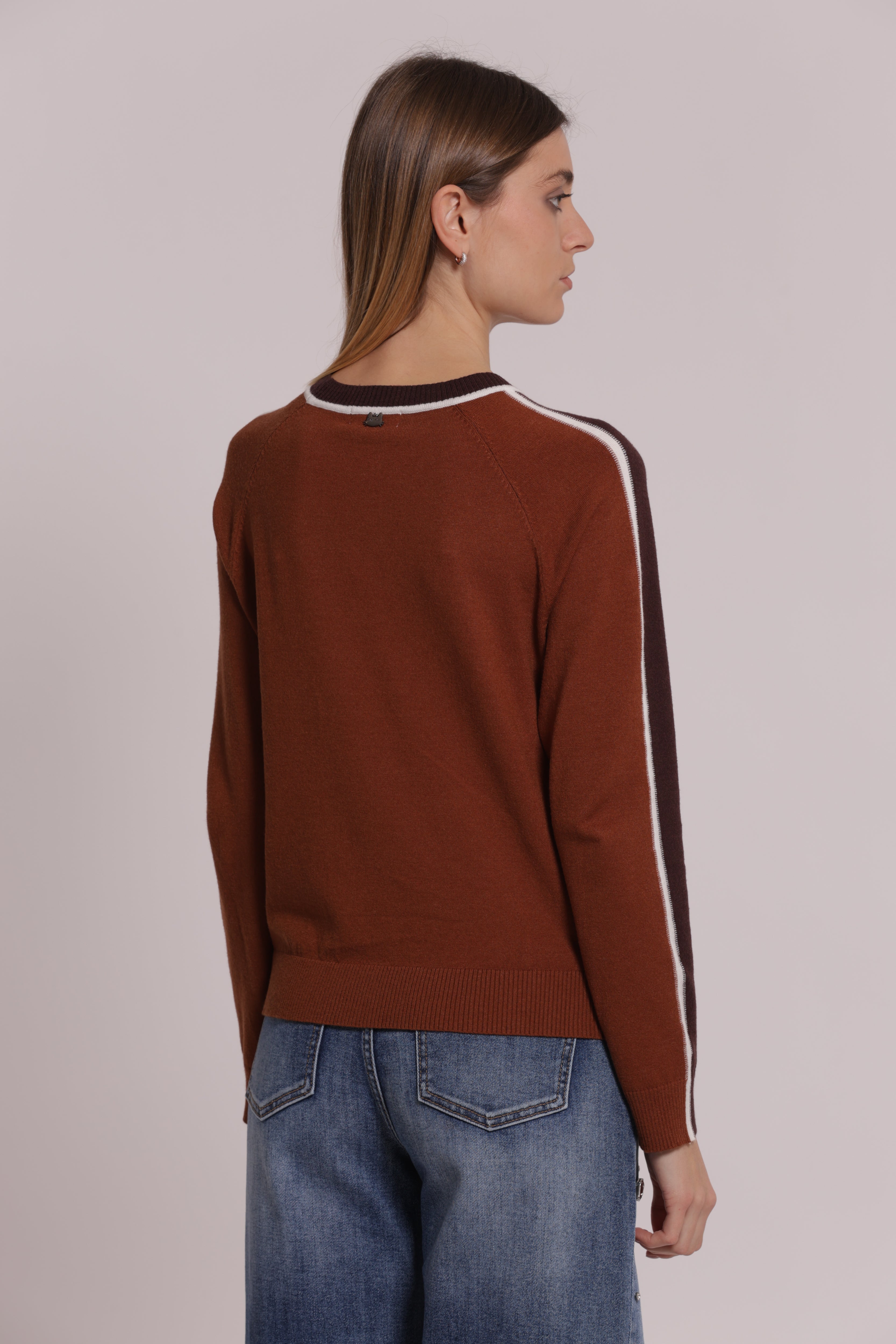 Mimi Mua Bicolor Maglia Girocollo Nera S Viscosa