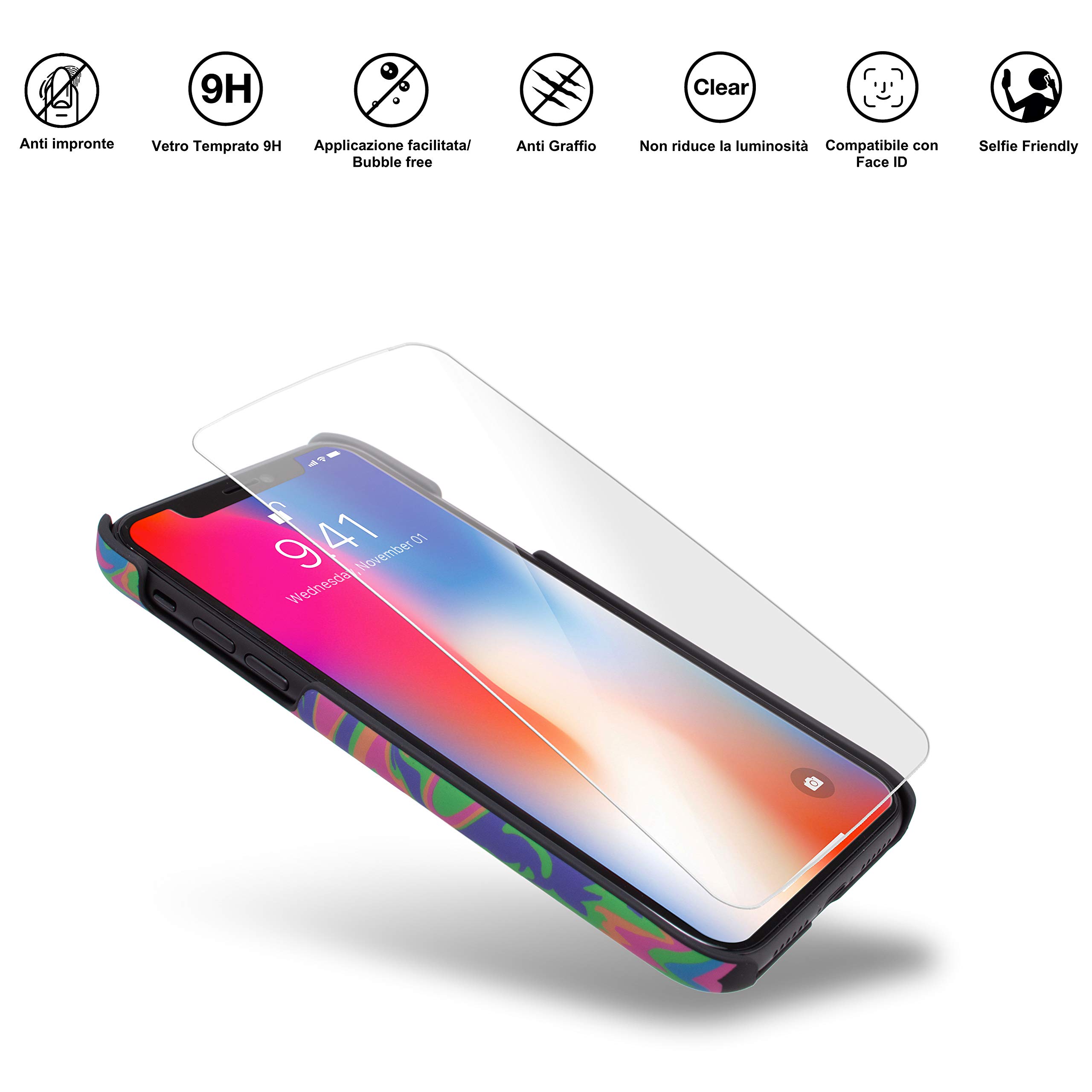 Marcelo Burlon County of Milan cover iPhone 11 Pro Max slim vetro 9H