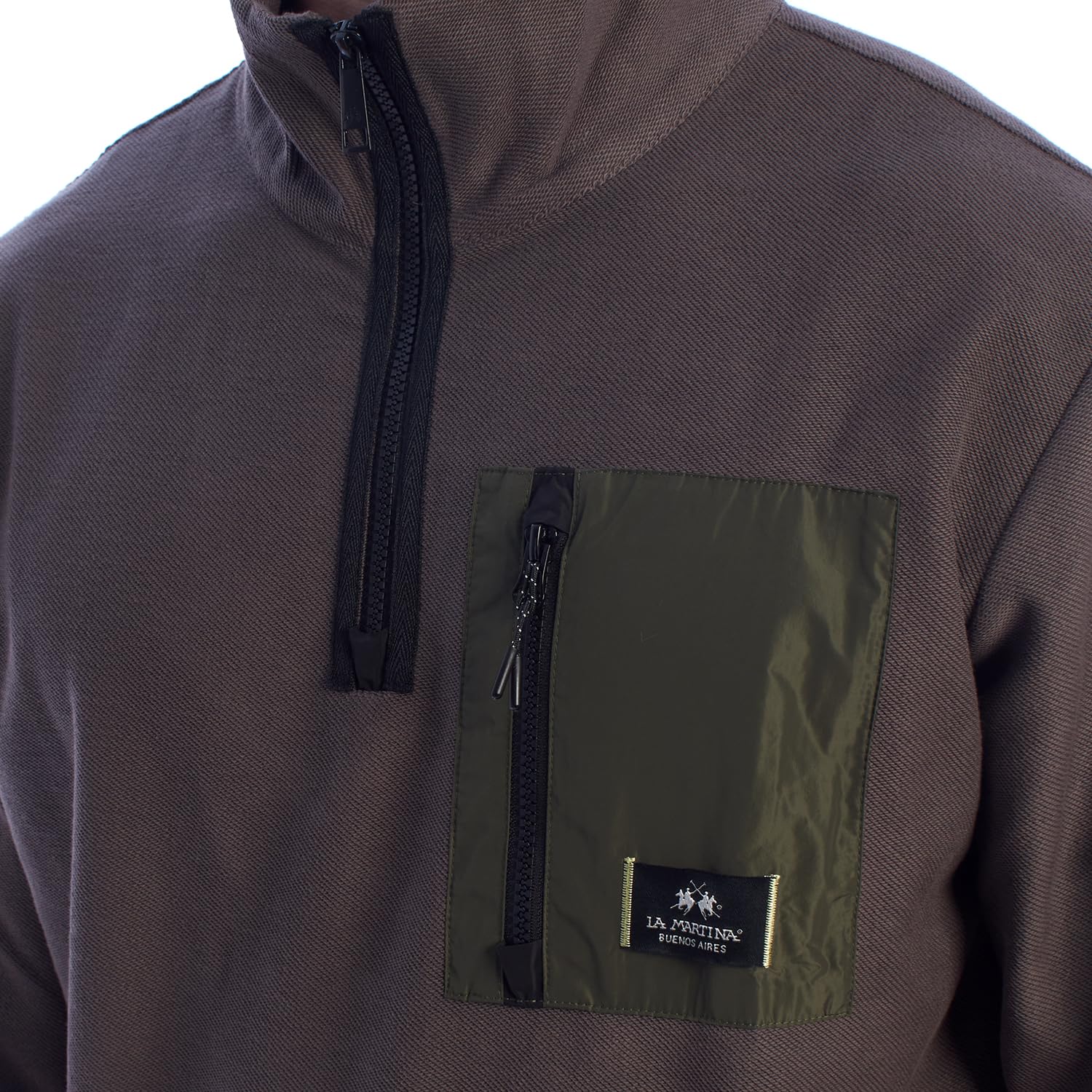 La Martina YMF601-FP565 Felpa uomo pile mezza zip M