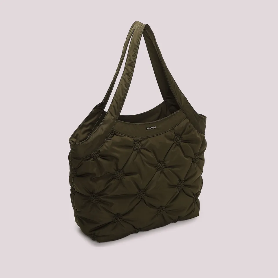 Mimi Mua Borsa Shopping Effetto Piumino Nera Trapuntata