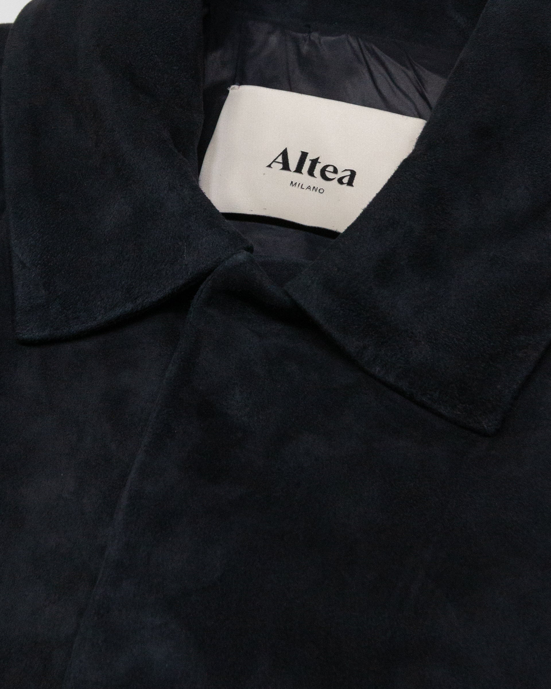 Altea Leon giacca camicia in suede blu navy foderata