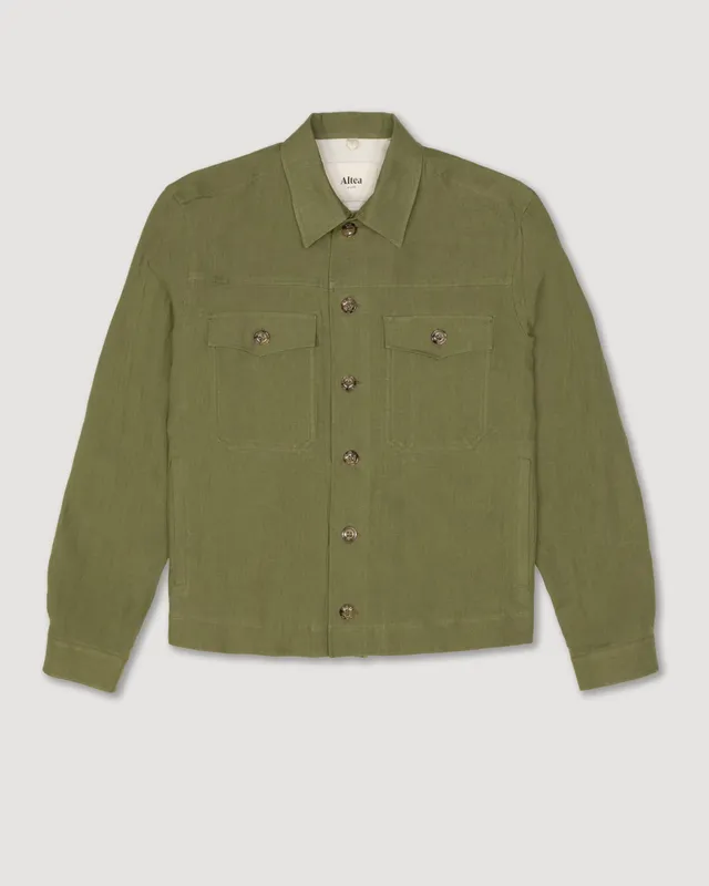 Altea Mitchell overshirt lino verde salvia sfoderata