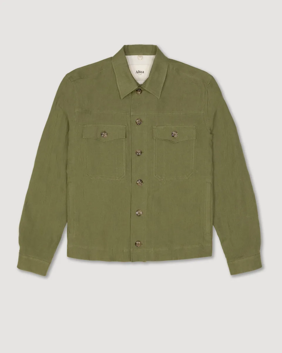 Altea Mitchell overshirt lino verde salvia sfoderata