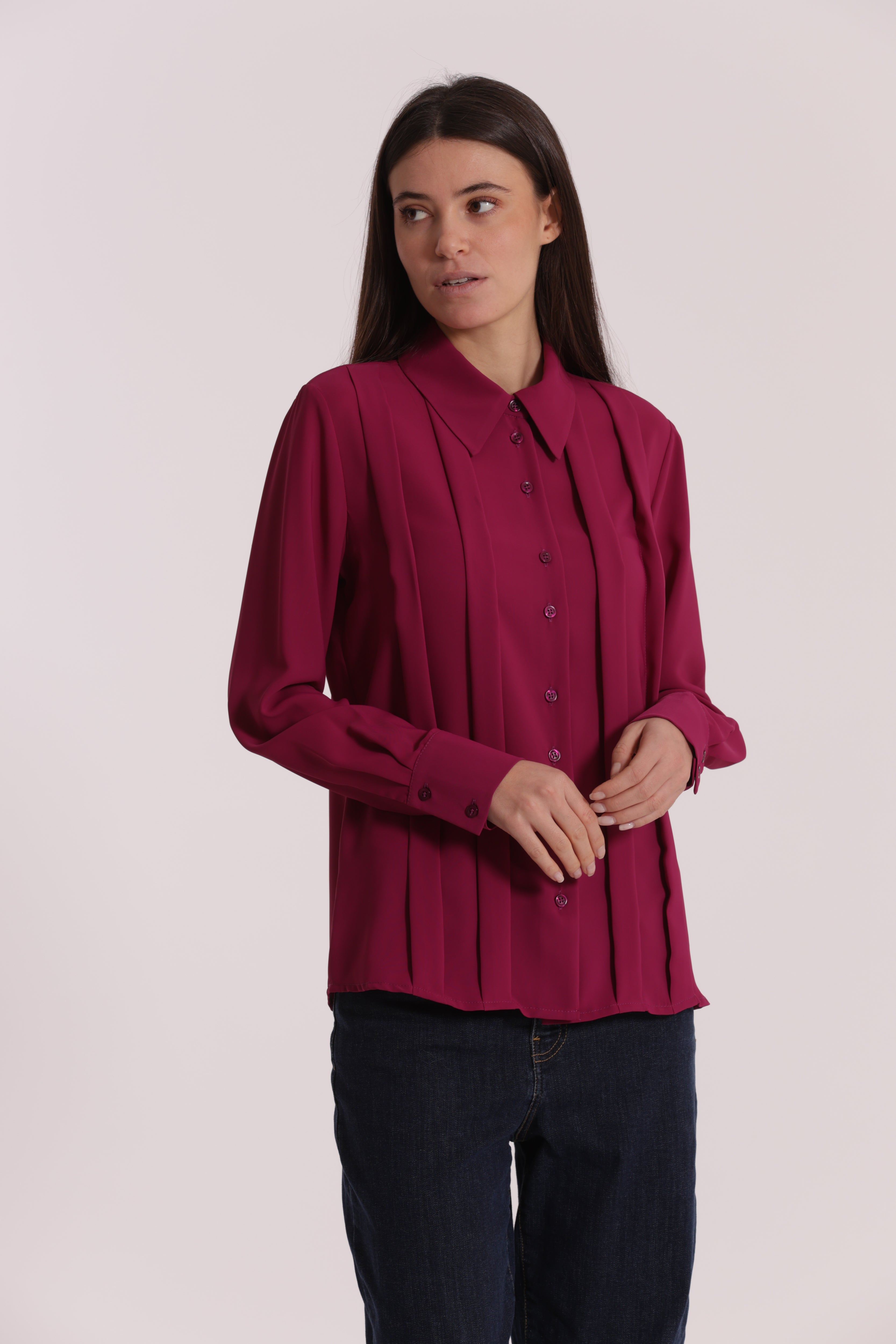 Mimi Mua Camicia Solton con Pieghe camicia fluida