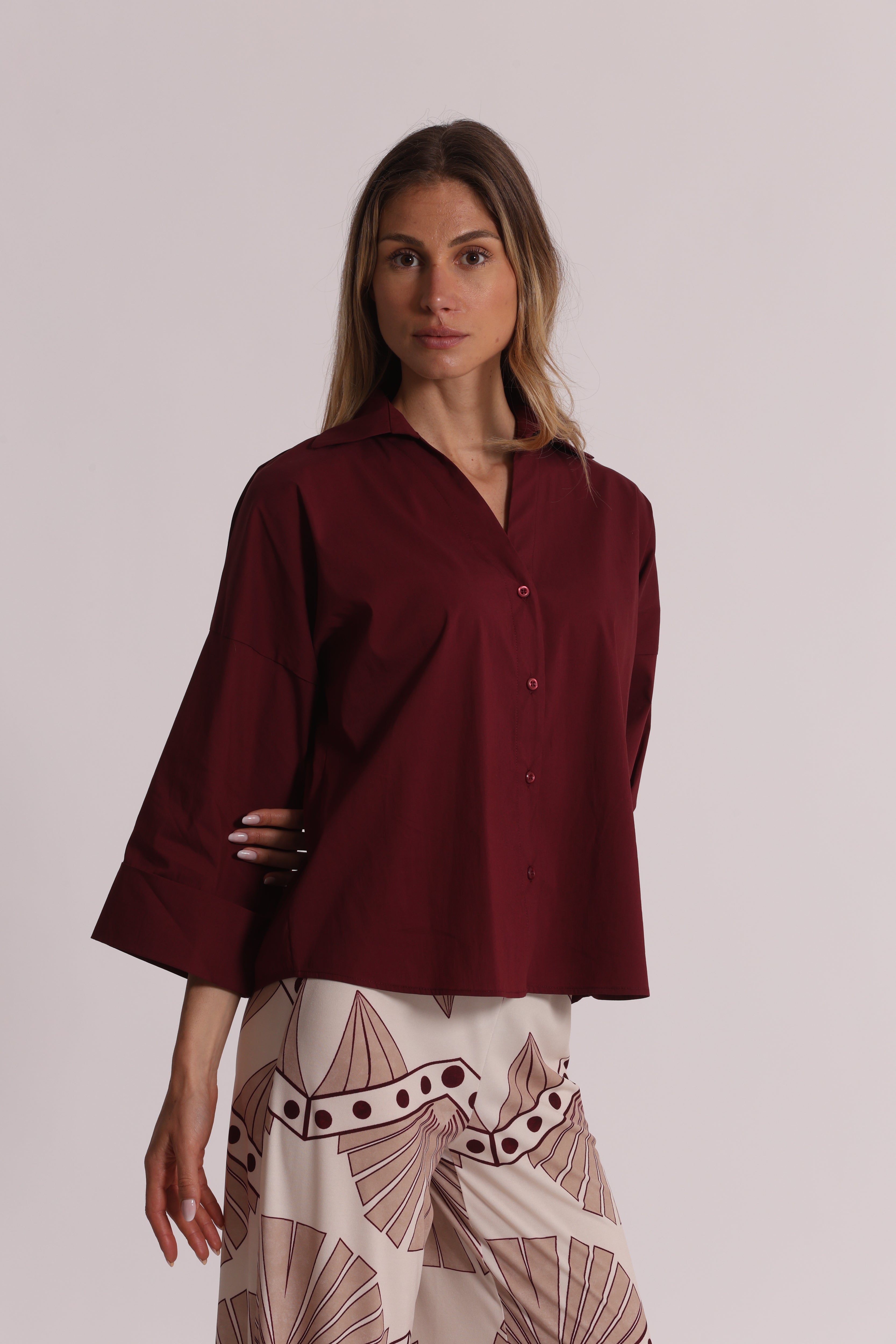 Mimi Mua Camicia Maniche Ampie Bianca Cotone