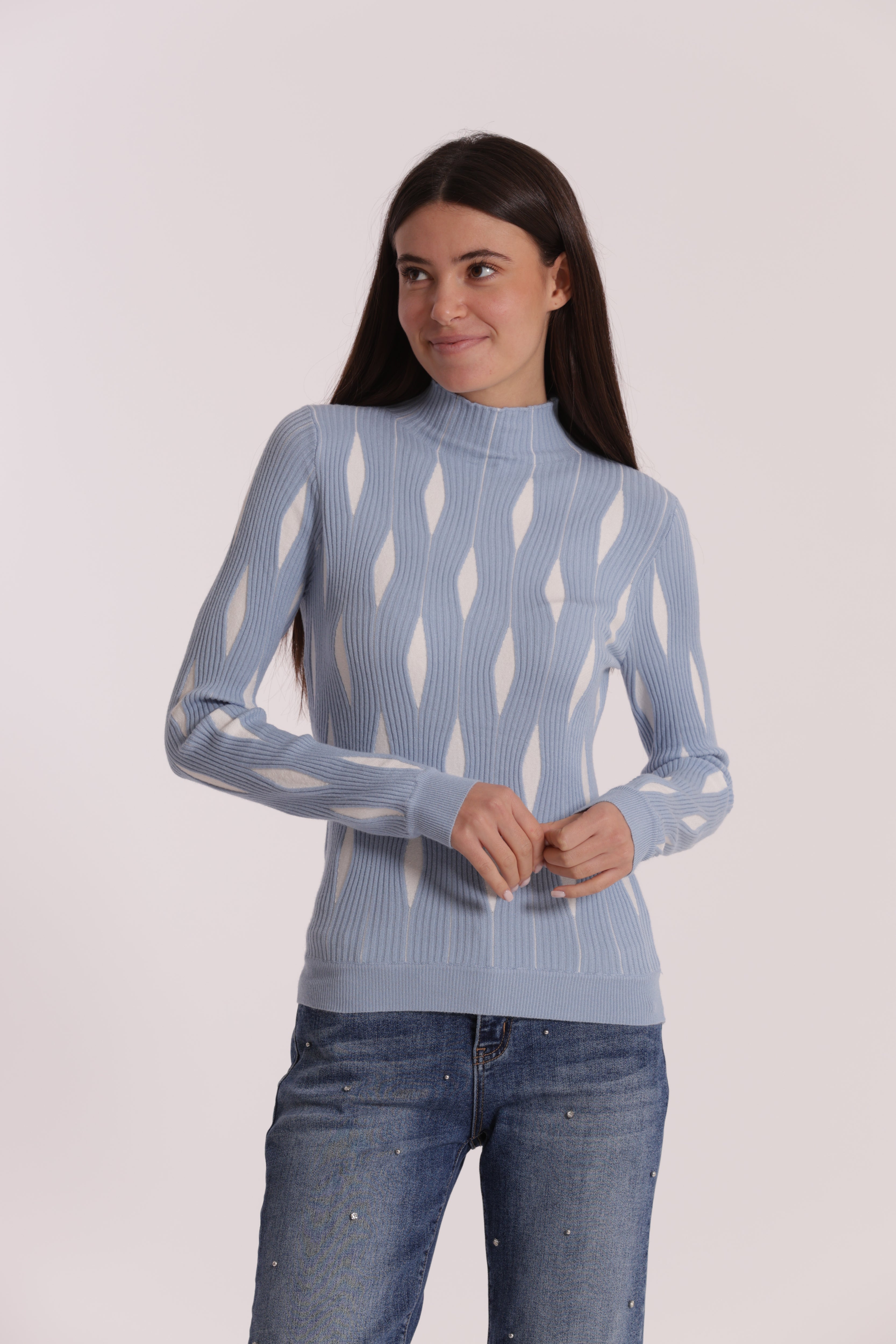 Mimi Mua Maglia Bicolor Rombi Nero/Bianco