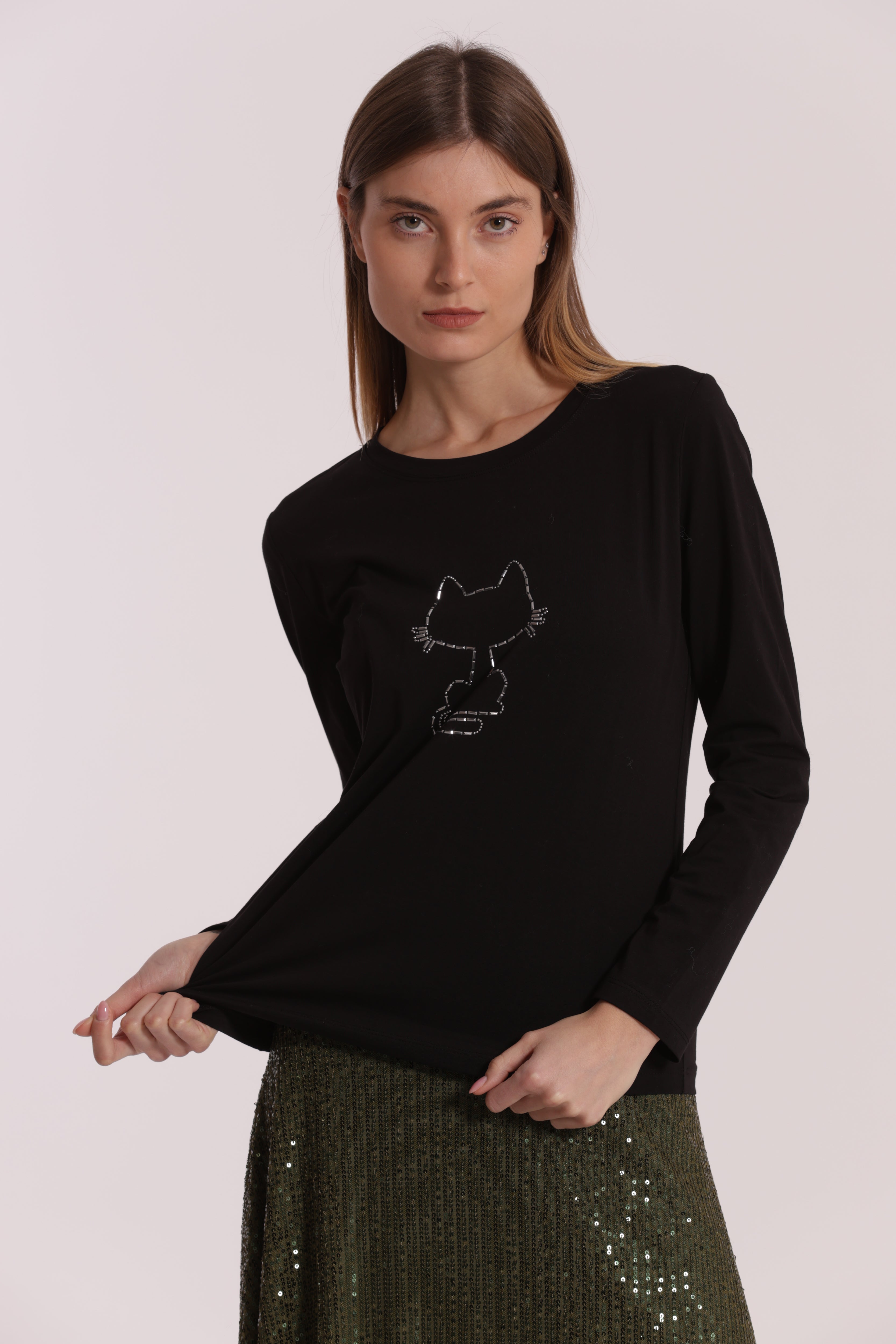Mimi Mua Gatto Catena t-shirt cotone stampa gatto