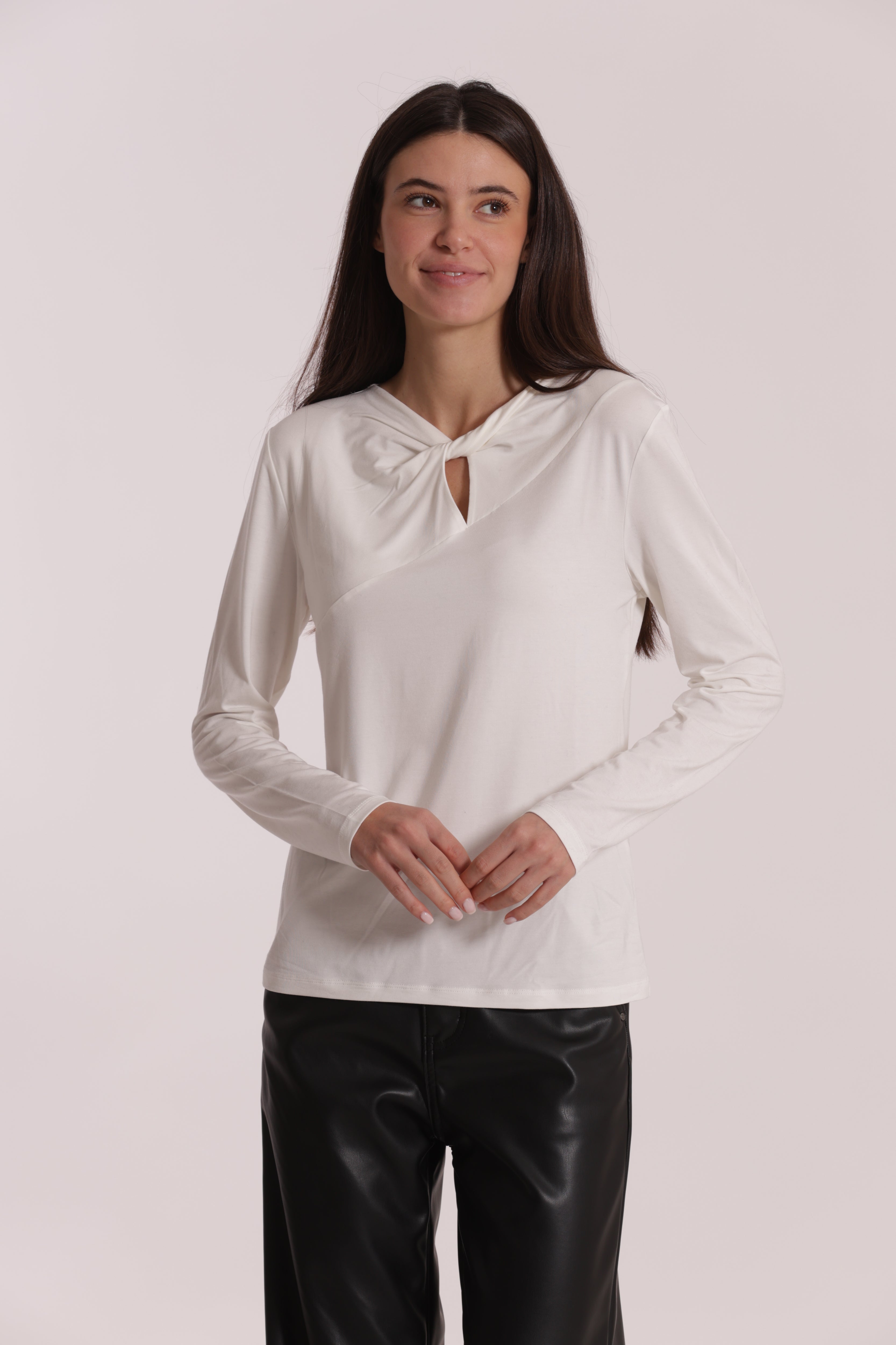 Mimi Mua T-Shirt Nodo Davanti Bianca Cotone