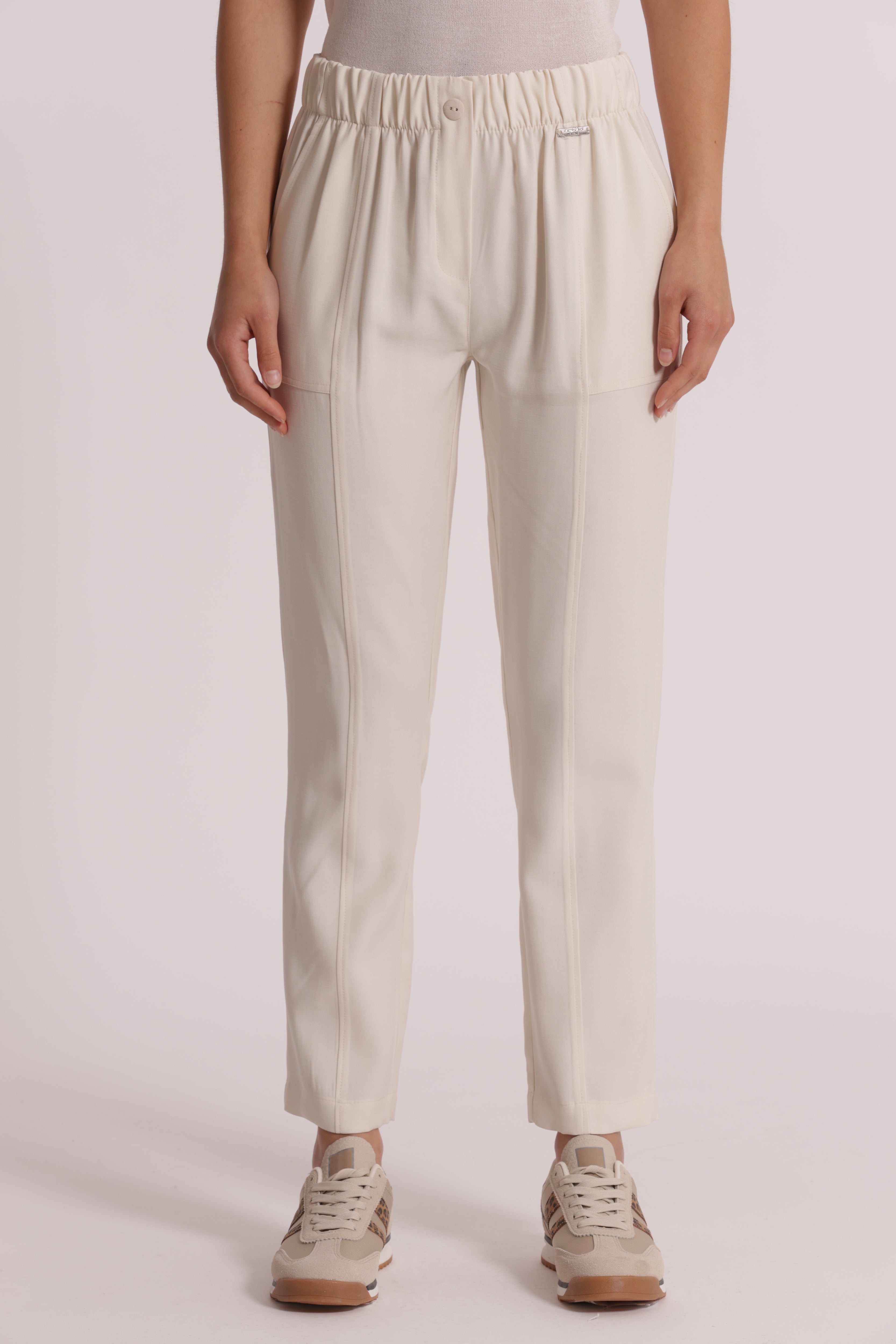 Mimi Mua pantalone con elastico pantaloni latte viscosa