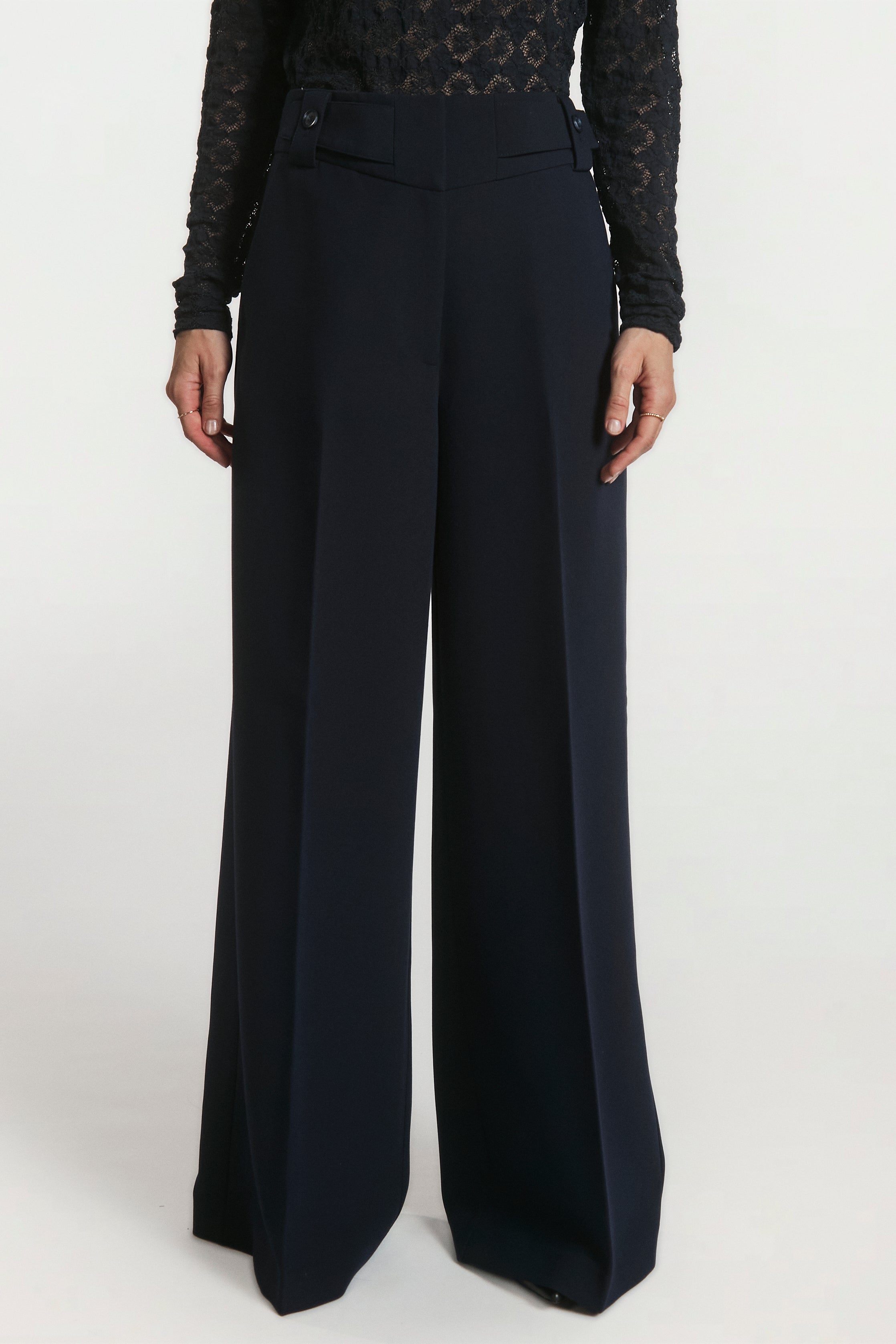 Aaiko Nore pantaloni larghi blu notte pieghe