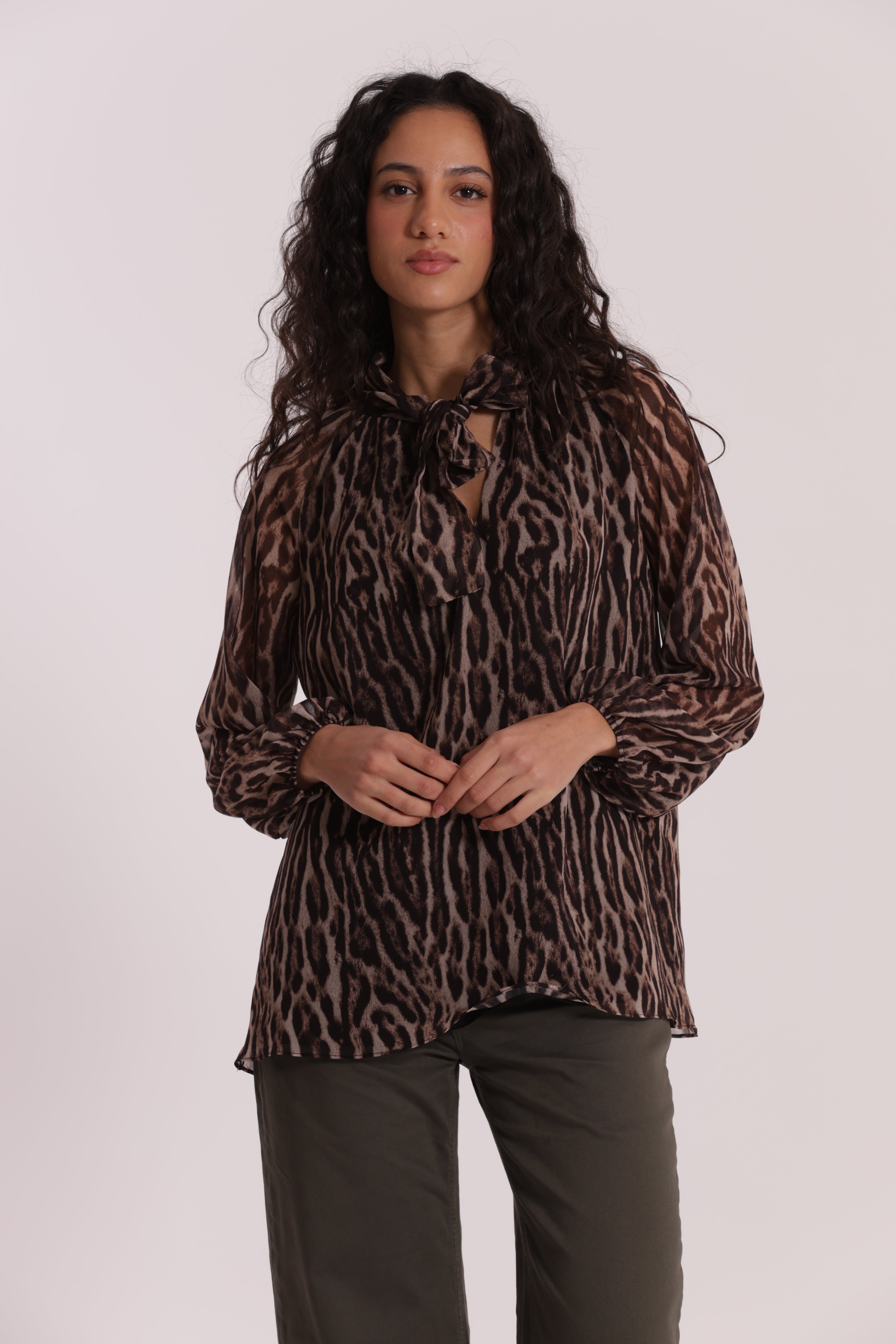 Mimi Mua Blusa con Fusciacca blusa animalier burgundy