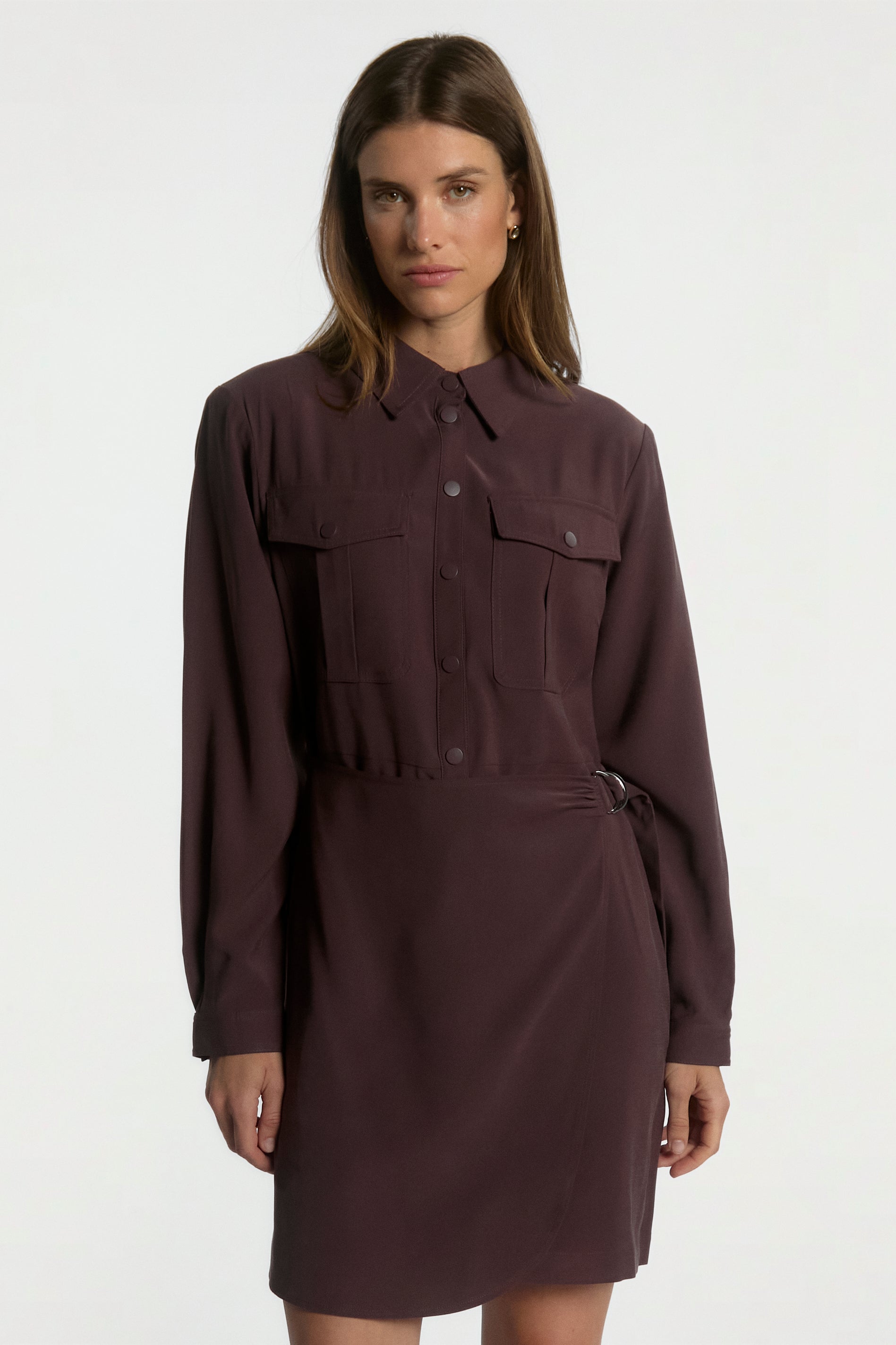Aaiko Yven abito bordeaux collo camicia